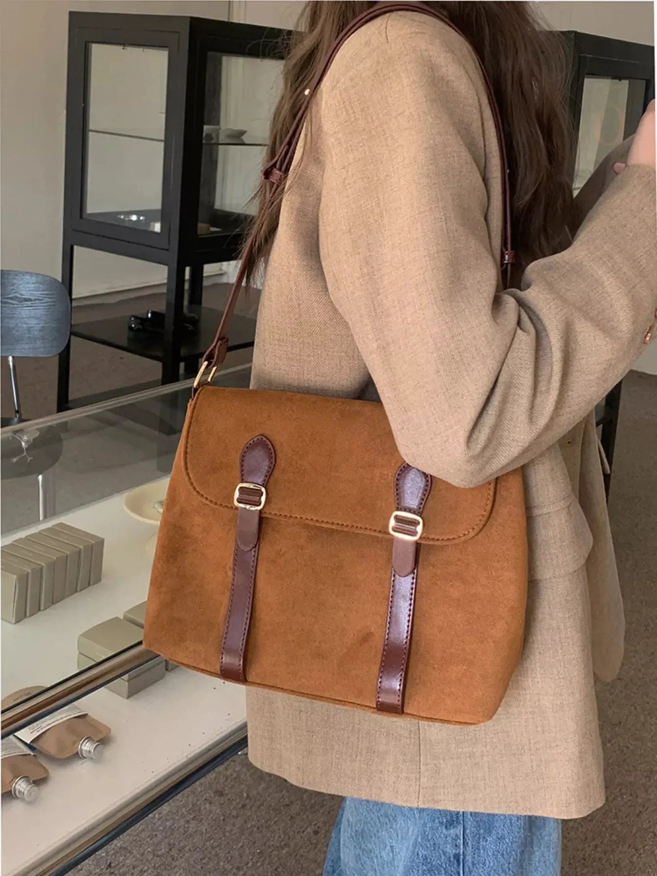 Adjustable Strap Buckle Crossbody Bag by Partner Label