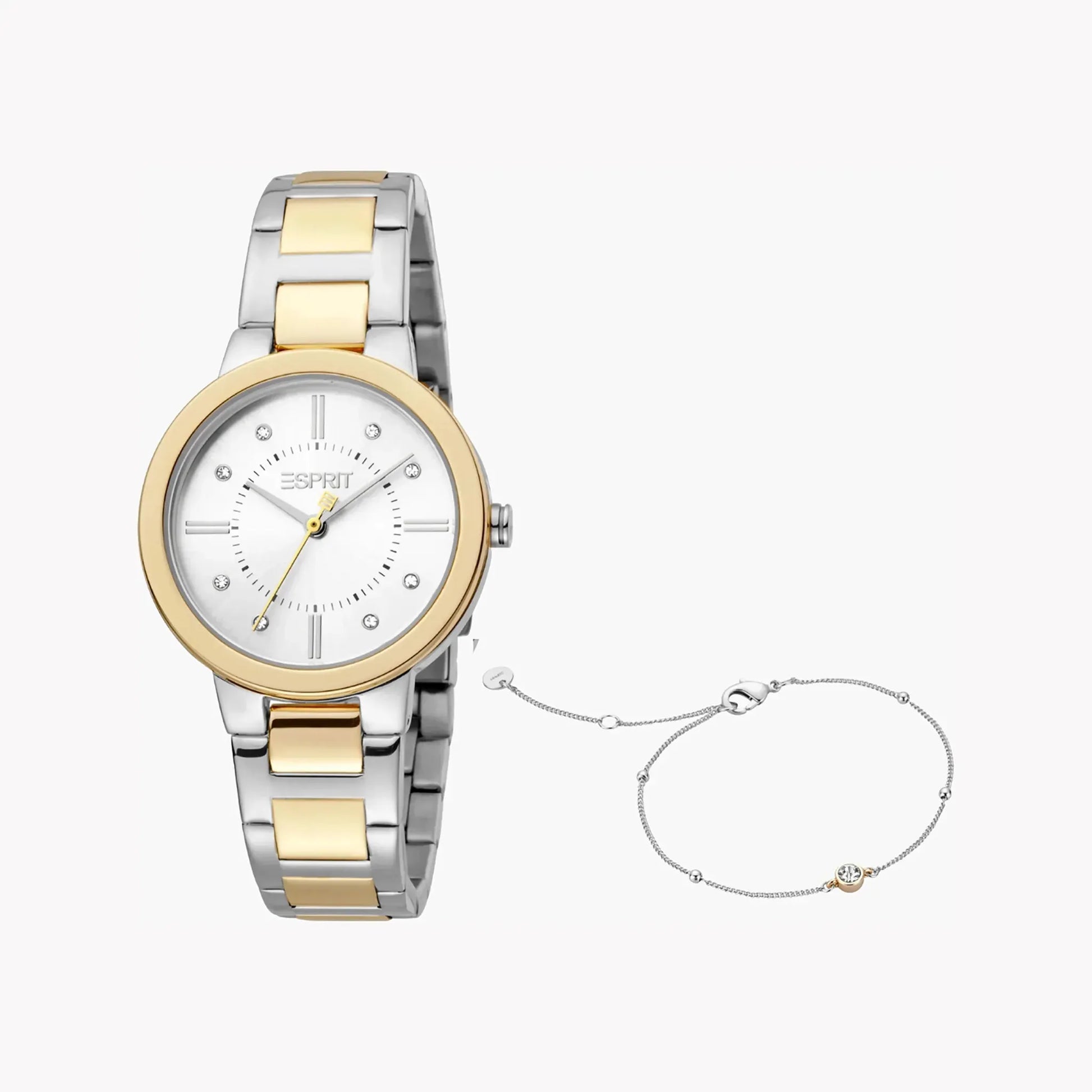 Esprit Women's Silver & Gold Stainless Steel Watch, Silver Dial | Es1l077m0035 by ESPRIT