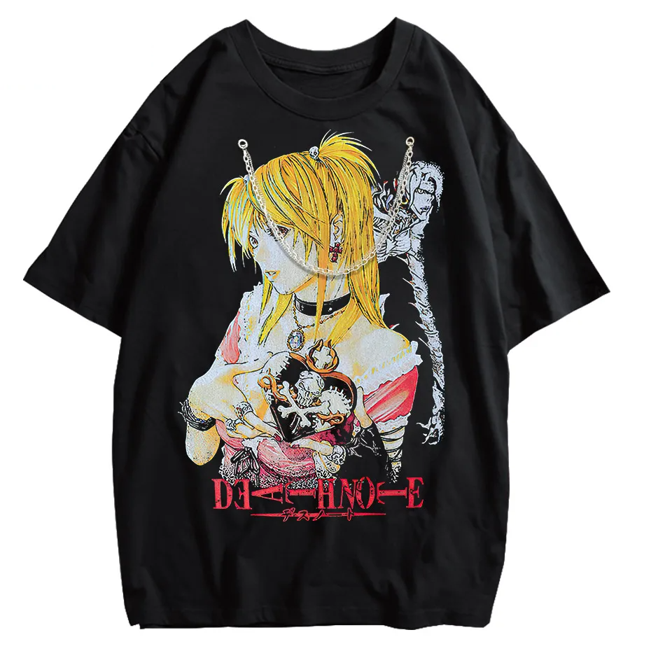 Harajuku Black Source T-Shirt Men Hip Hop Vintage Anime Graphic Oversized Cotton Tee-3