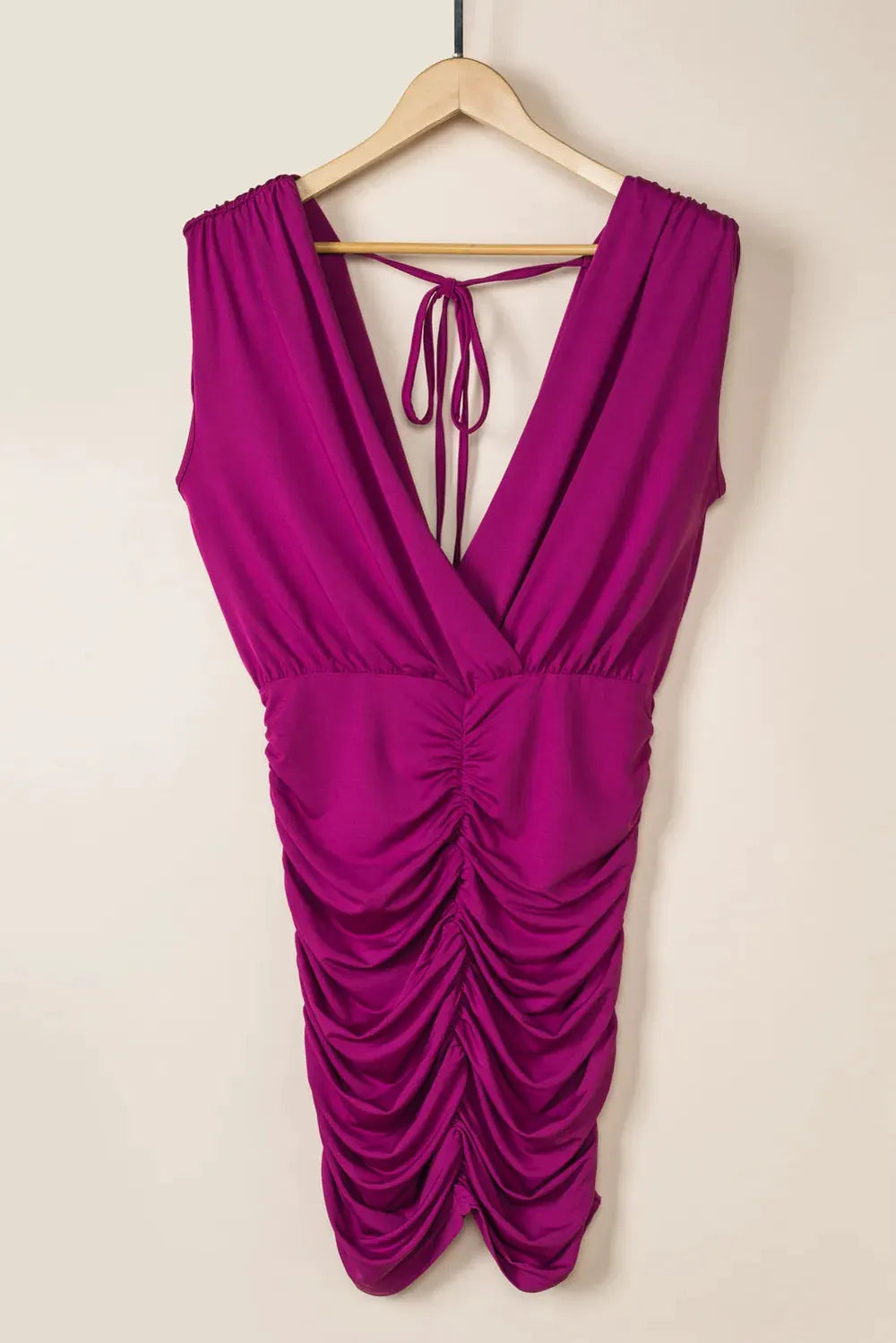 Ruched Surplice Sleeveless Wrap Dress by Partner Label
