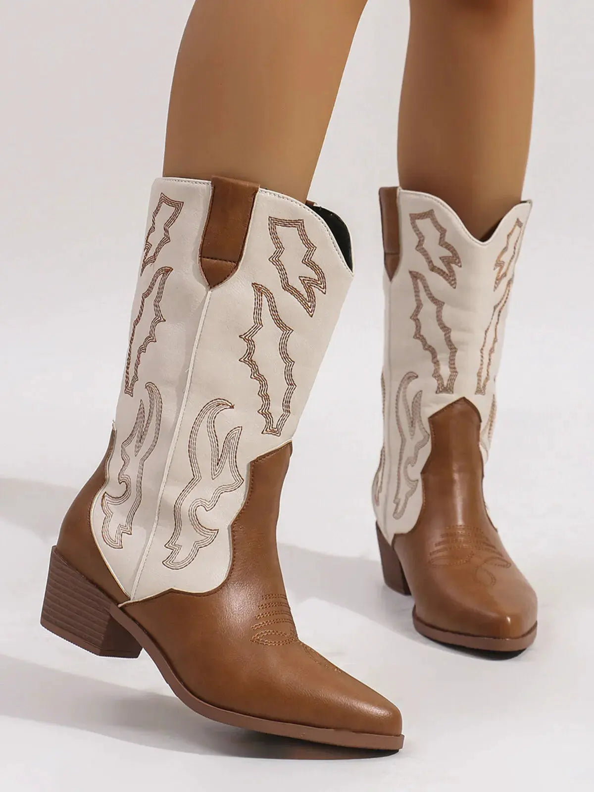Point Toe Block Heels Boots by Partner Label