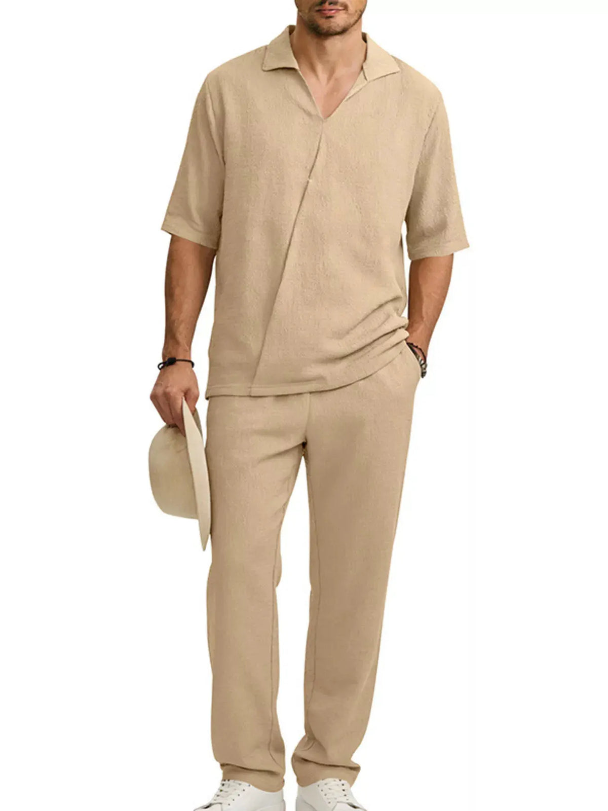 Men's Full Size Half Sleeve Top and Pants Set Plus Size by Trendsi