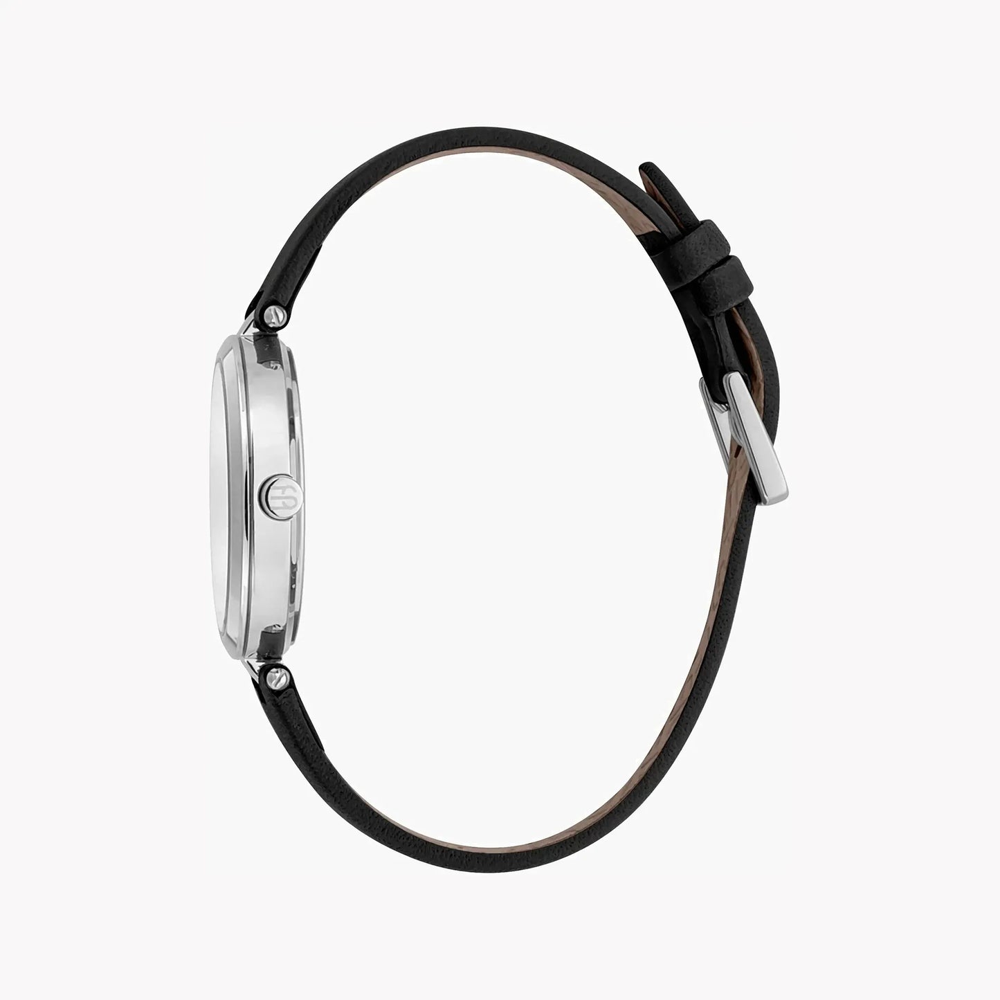 Esprit Women's Black Leather Watch, Silver Dial | ES1L314L0015 by ESPRIT