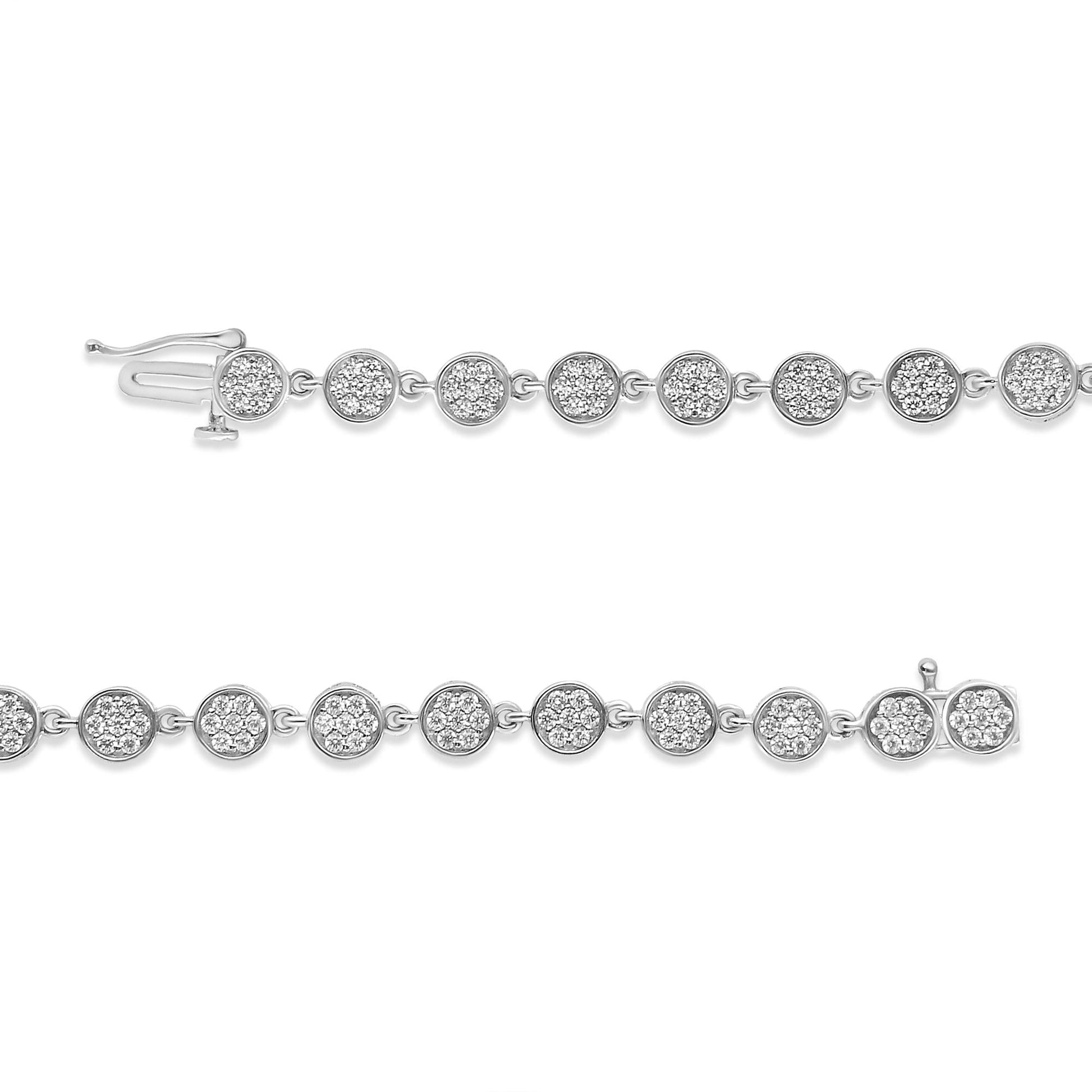 .925 Sterling Silver 2.0 Cttw Round Diamond Link Bracelet (G-H Color, I1-I2 Clarity) - 7.25"-3