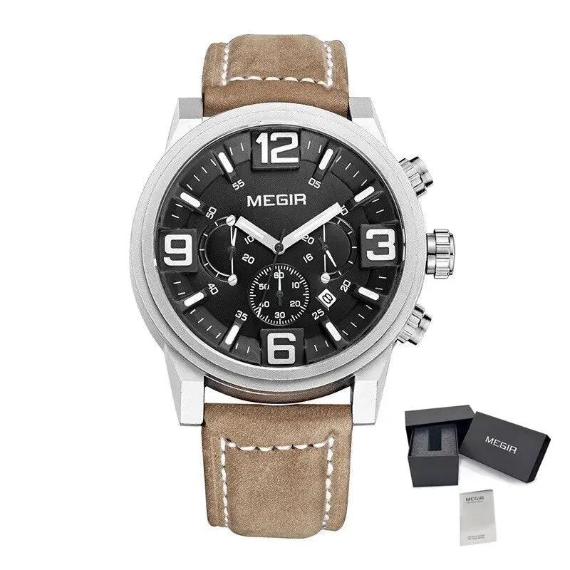 MEGIR Luxury Watches for Men Quartz Chronograph Waterproof Calendar Luminous Sport Military Wristwatch Clock Reloj Hombre 3010 by MEGIR WATCH GROUP
