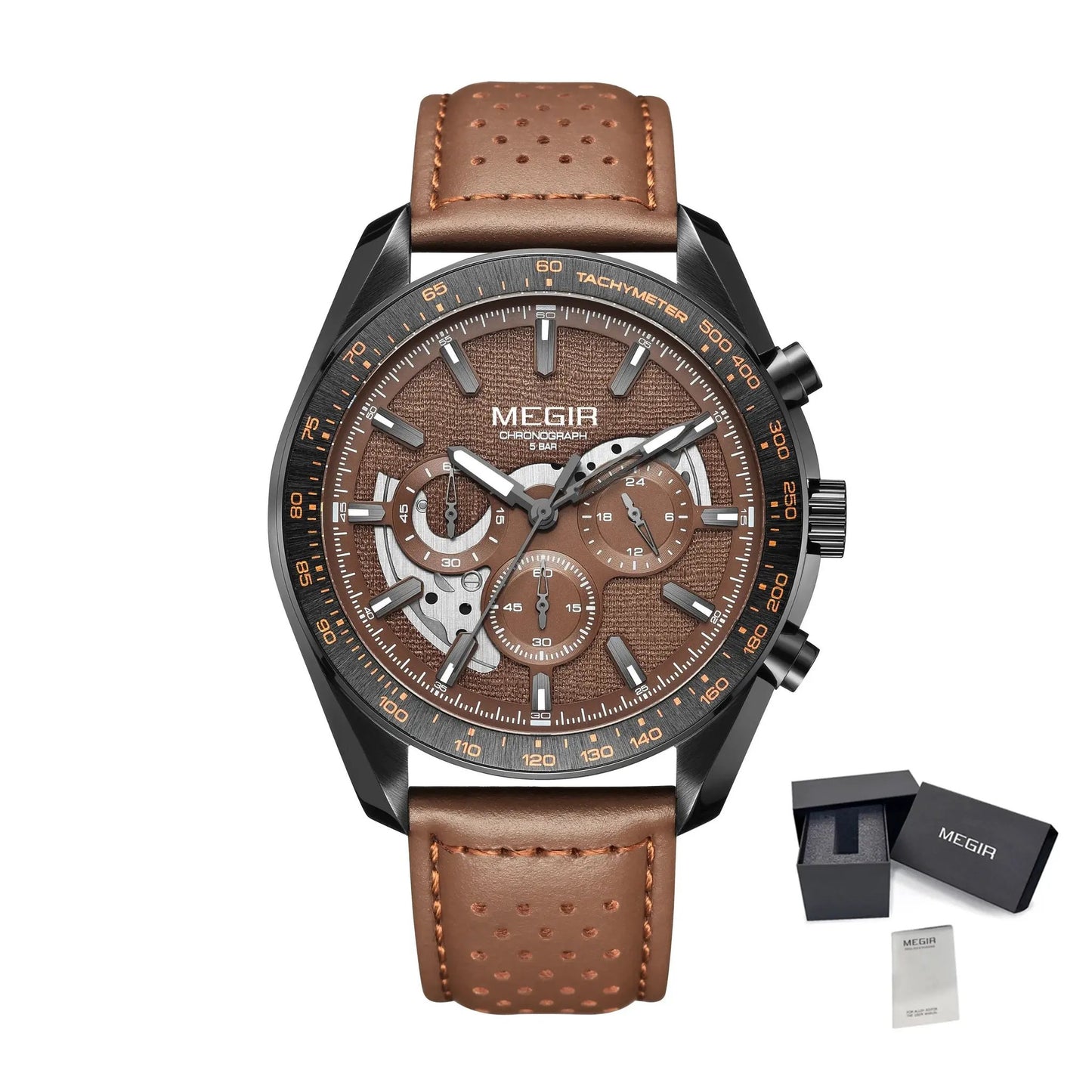 MEGIR Luxury Men's Business Casual Watches Leather Waterproof Quartz Chronograph Male Clock Wristwatch Relogio Masculino 8408 by MEGIR WATCH GROUP