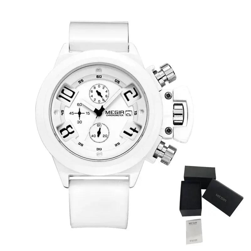 MEGIR Men Watches Luxury Fashion Sport Military Chronograph Luminous Date Quartz Wristwatch Clock Big Dial Relogio Masculino 2002 by MEGIR WATCH GROUP