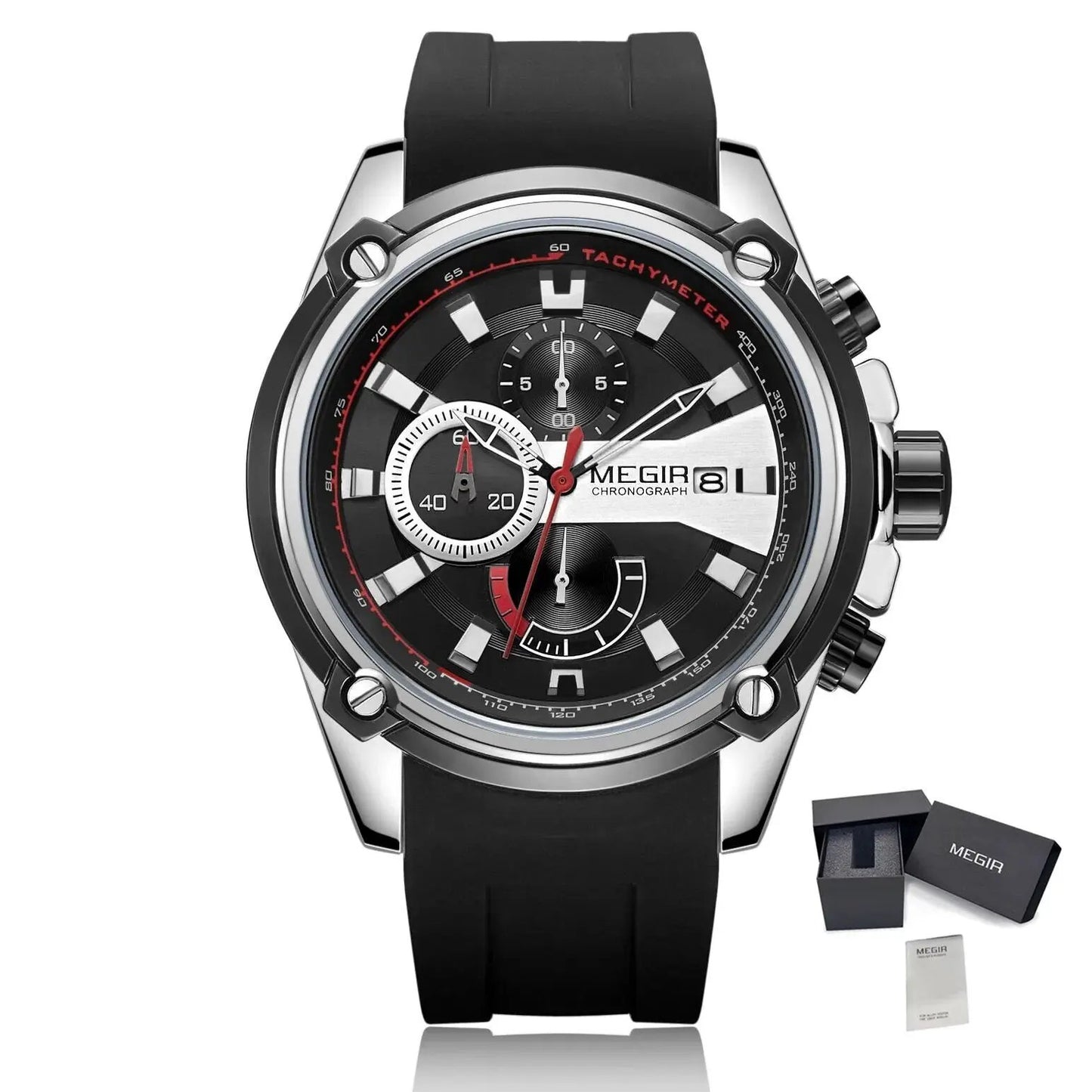 MEGIR Chronograph Luxury Brand Men Sports Watches Silicone Strap Quartz Casual Wristwatch Waterproof Calendar Reloj Hombre 2086 by MEGIR WATCH GROUP