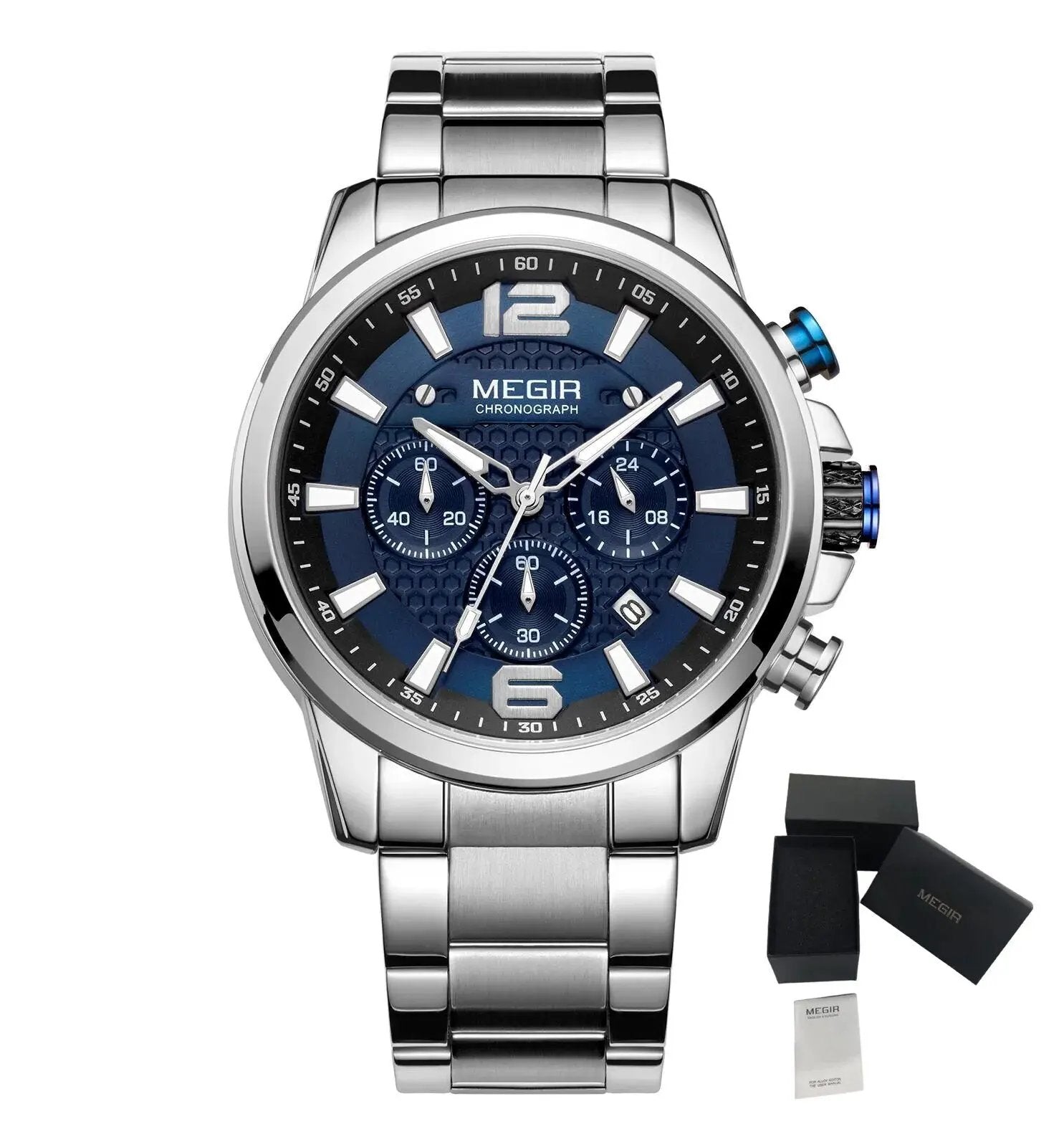 MEGIR Luxury Business Men Watch Fashion Quartz Sport Chronograph Luminous Waterproof Calendar Stainless Steel Male Wristwatch 2156 by MEGIR WATCH GROUP