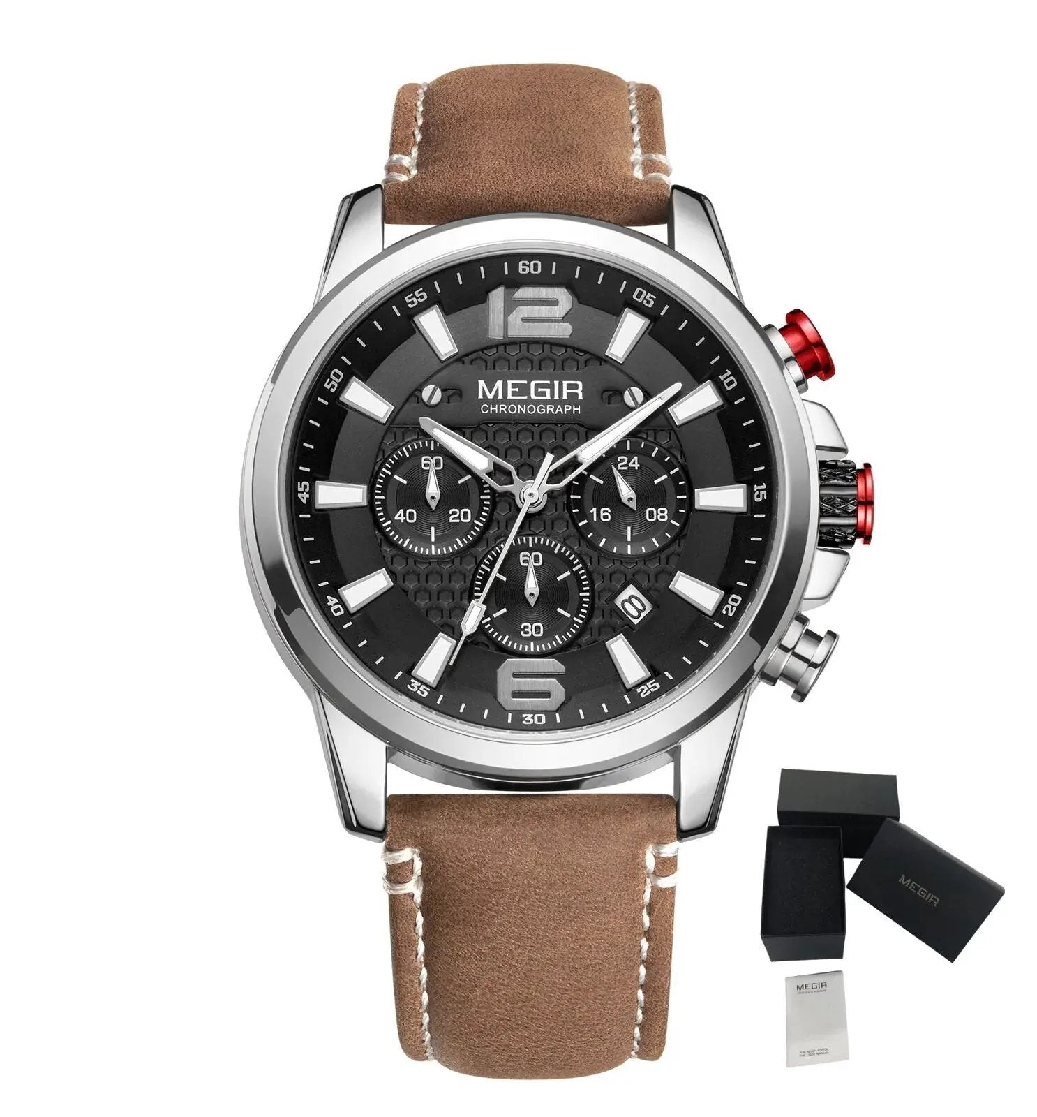 MEGIR Luxury Business Men Watch Fashion Quartz Sport Chronograph Luminous Waterproof Calendar Stainless Steel Male Wristwatch 2156 by MEGIR WATCH GROUP
