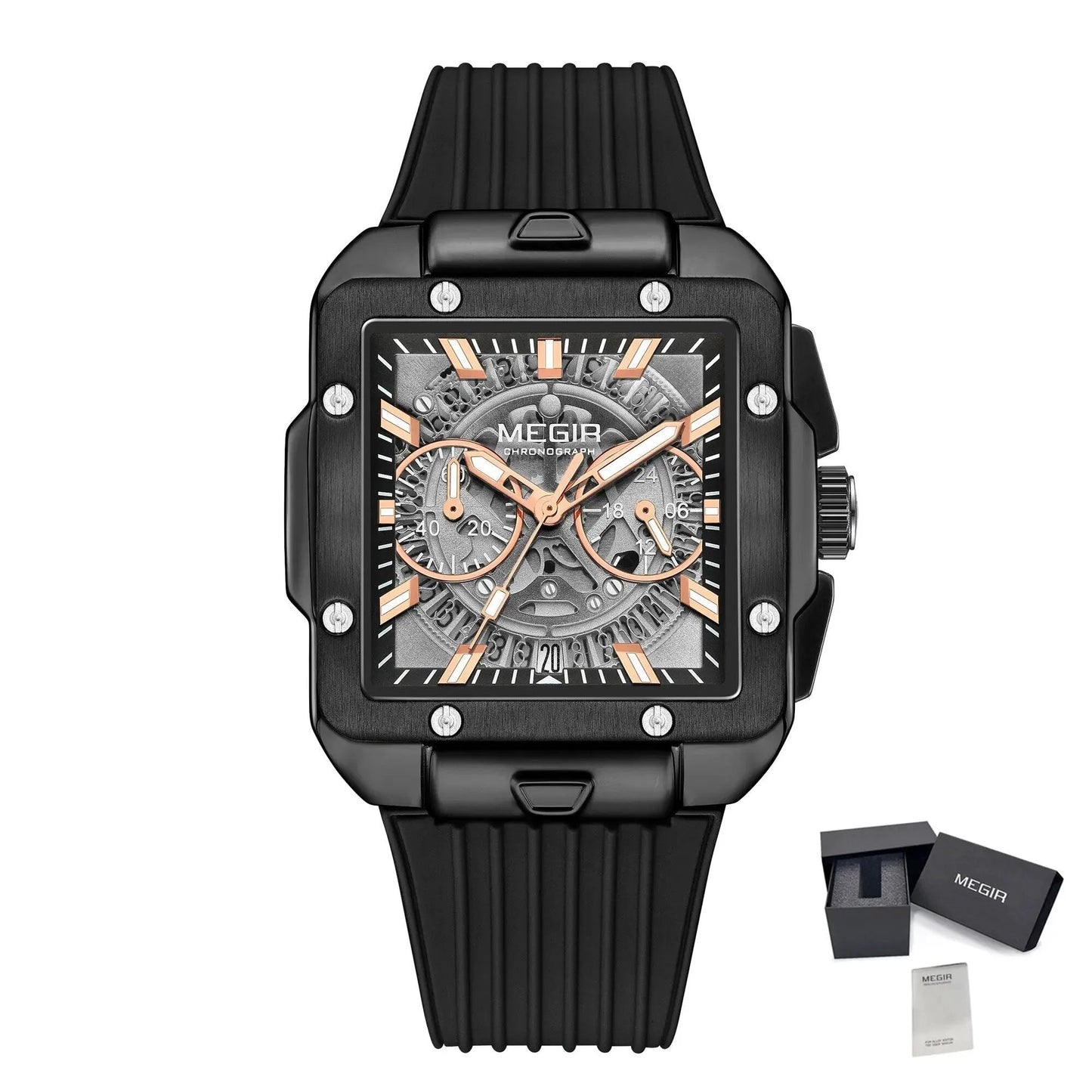 MEGIR Watch for Men Luxury Sport Quartz Wristwatch with Silicone Band Luminous Hands Date Male Chronograph Clock Reloj Hombre 2228 by MEGIR WATCH GROUP