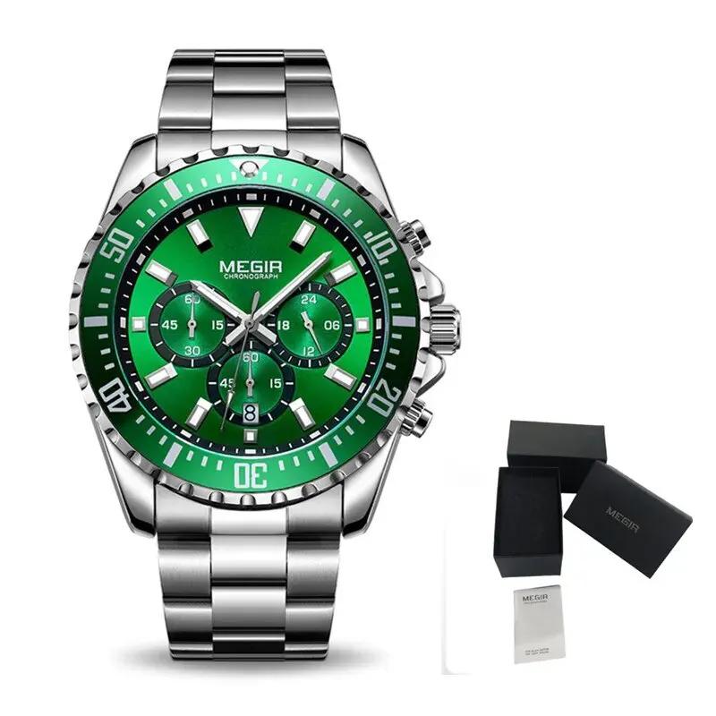 MEGIR Original Luxury Men Business Quartz Watch Stainless Steel Bracelet Chronograph Male Military Wristwatch Clock Relogio Masculino 2064 by MEGIR WATCH GROUP
