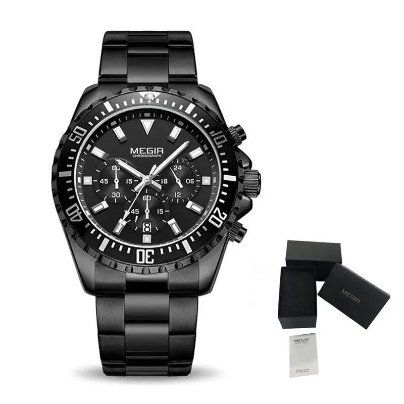 MEGIR Original Luxury Men Business Quartz Watch Stainless Steel Bracelet Chronograph Male Military Wristwatch Clock Relogio Masculino 2064 by MEGIR WATCH GROUP