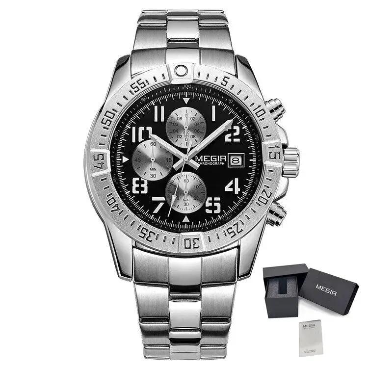 MEGIR Men's Business Quartz Watches Top Luxury Brand Casual Wristwatch Waterproof Date Clock Stainless Steel Man Chronograph 2030 by MEGIR WATCH GROUP