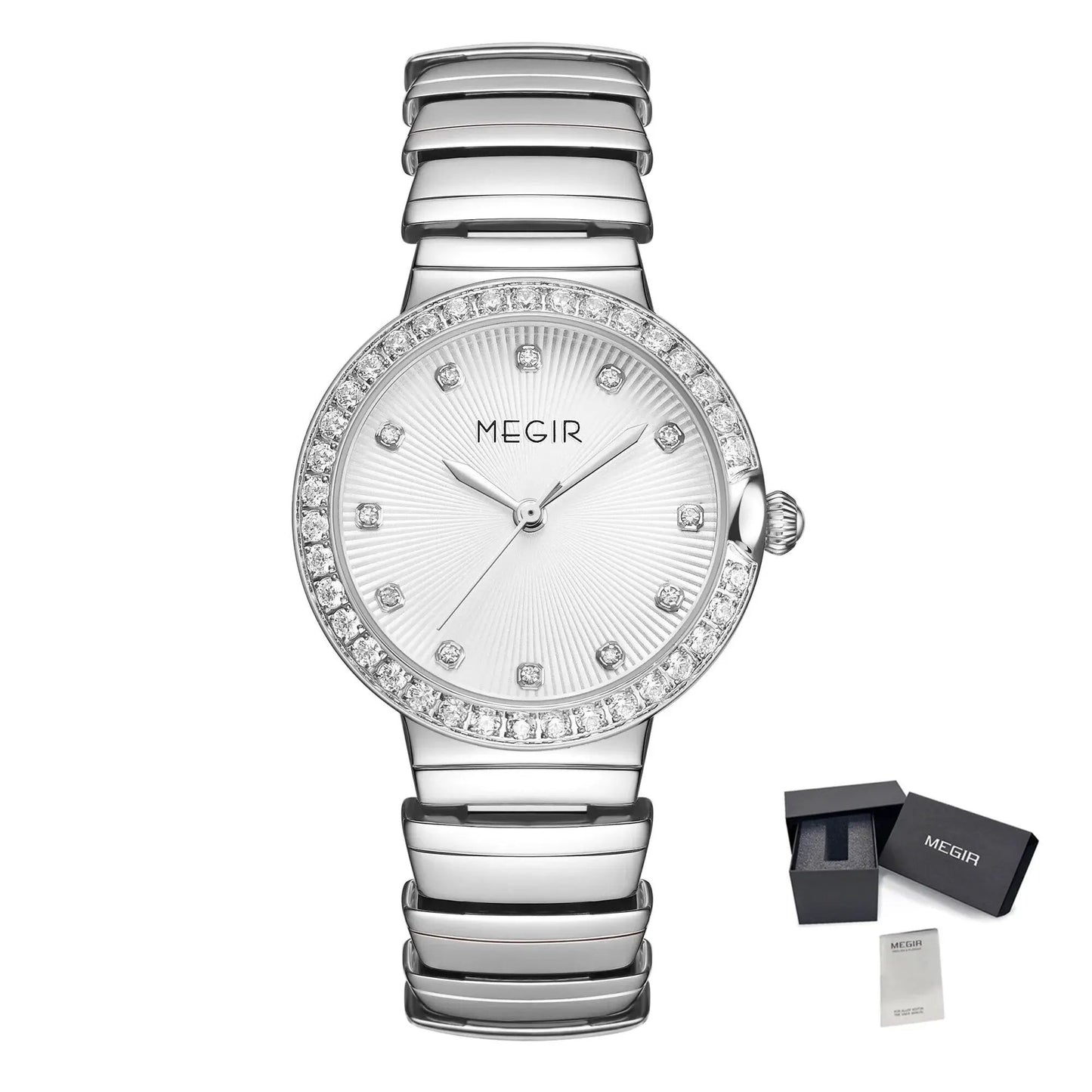 MEGIR Luxury Stainless Steel Strap Watches for Women Fashion Casual Quartz WristWatch Ladies Big Dial Dress Clock Reloj Hombre 7010 by MEGIR WATCH GROUP