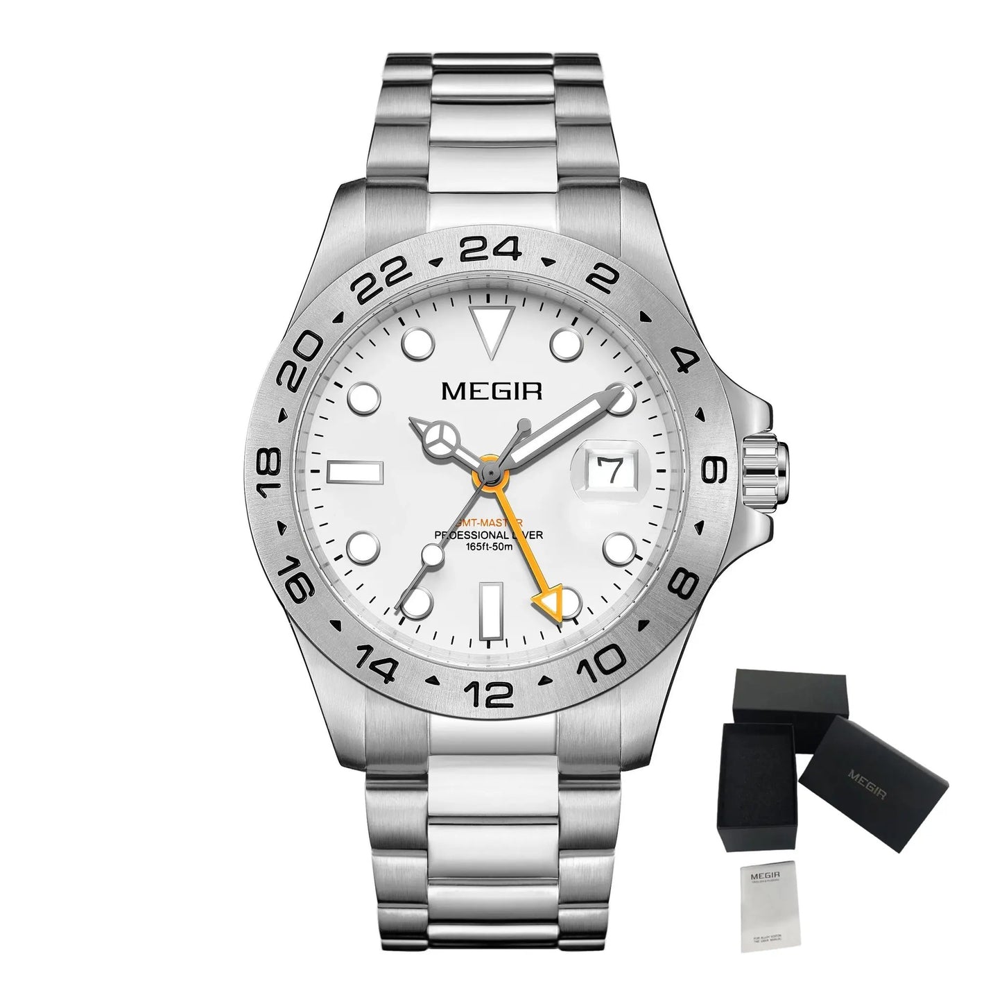 MEGIR Original Luxury Men Analogue Quartz Watch Luminous 5ATM Waterproof Business WristWatch Stainless Steel Clock Montre Homme 8404 by MEGIR WATCH GROUP