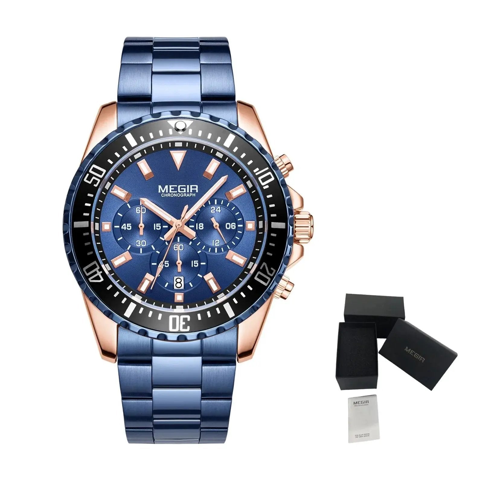 MEGIR Original Luxury Men Business Quartz Watch Stainless Steel Bracelet Chronograph Male Military Wristwatch Clock Relogio Masculino 2064 by MEGIR WATCH GROUP