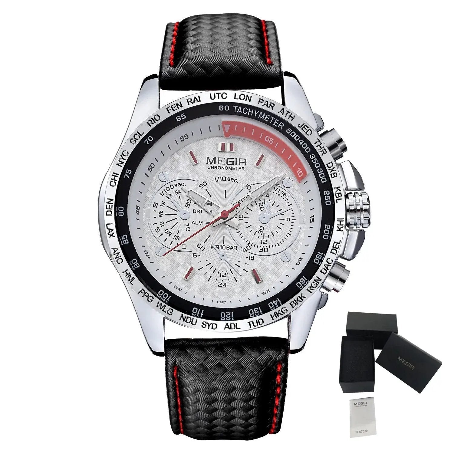 MEGIR Fashion Watches for Men Multifunction Sports Wristwatch Waterproof Quartz Watch Clock Leather Strap Relogio Masculino 1010 by MEGIR WATCH GROUP