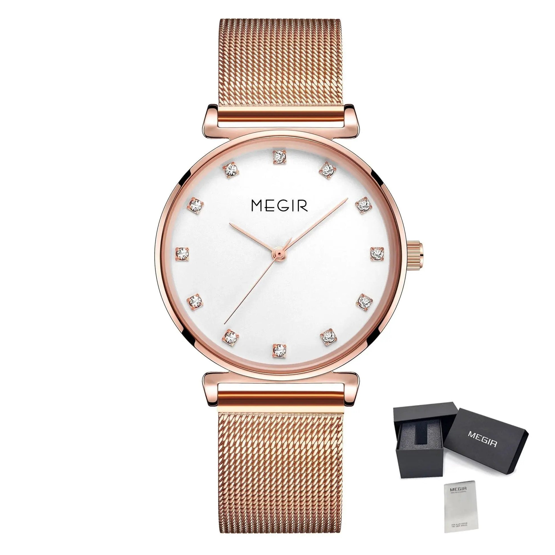 MEGIR Quartz Wristwatches Woman Bracelet Watch Ladies Stainless Steel Mesh Fashion Luxury Waterproof Watches Female Dress Clock 7001 by MEGIR WATCH GROUP