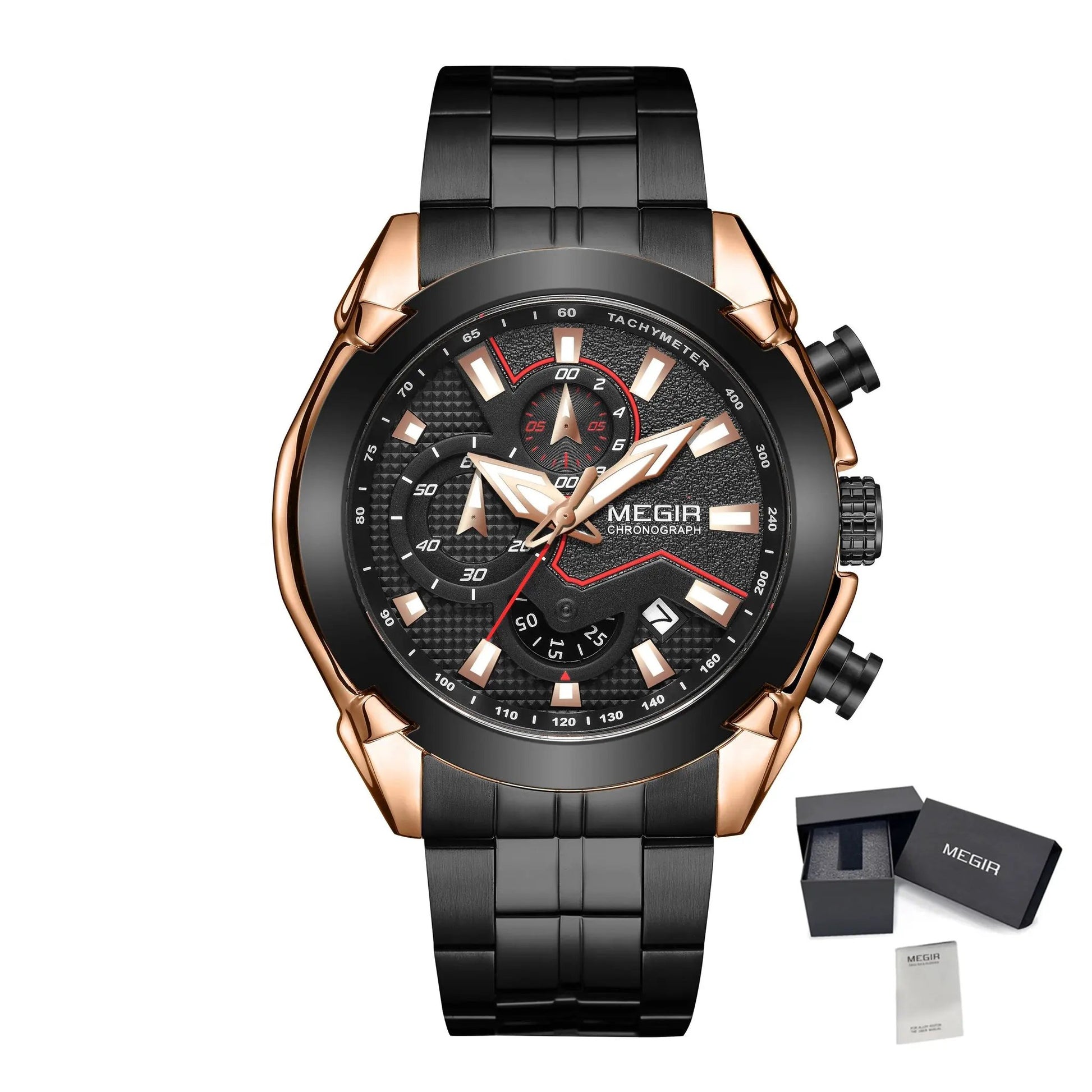 MEGIR Stainless Steel Bracelet Business Watches for Men Luxury Military Quartz Wristwatches Waterproof Luminous Clock Date 2065 by MEGIR WATCH GROUP