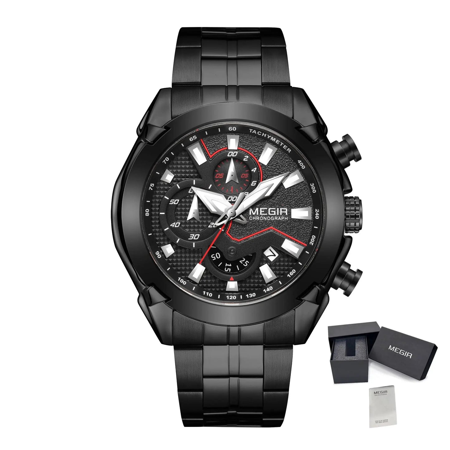 MEGIR Stainless Steel Bracelet Business Watches for Men Luxury Military Quartz Wristwatches Waterproof Luminous Clock Date 2065 by MEGIR WATCH GROUP