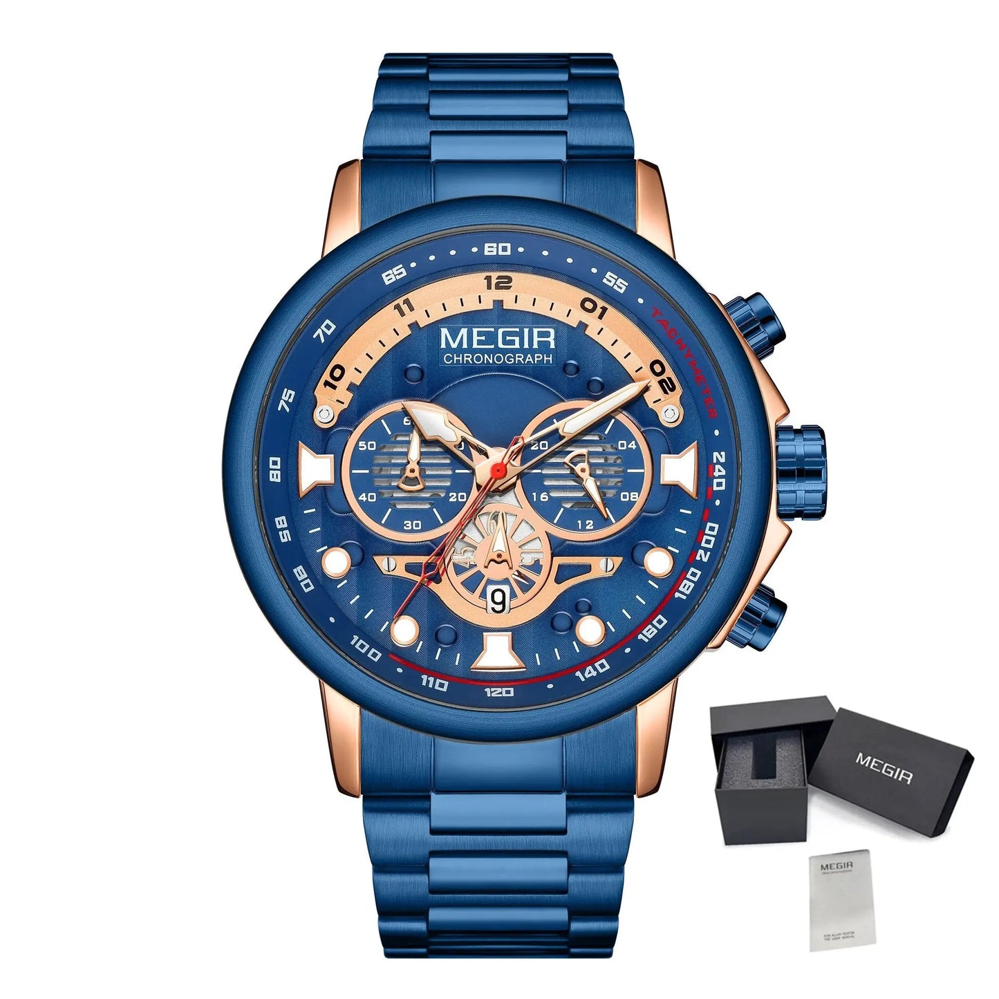 MEGIR Luxury Men Watches Stainless Steel Quartz Wristwatches Fashion Men Business Watch Clock Male Chronograph Relogio Masculino 2223 by MEGIR WATCH GROUP