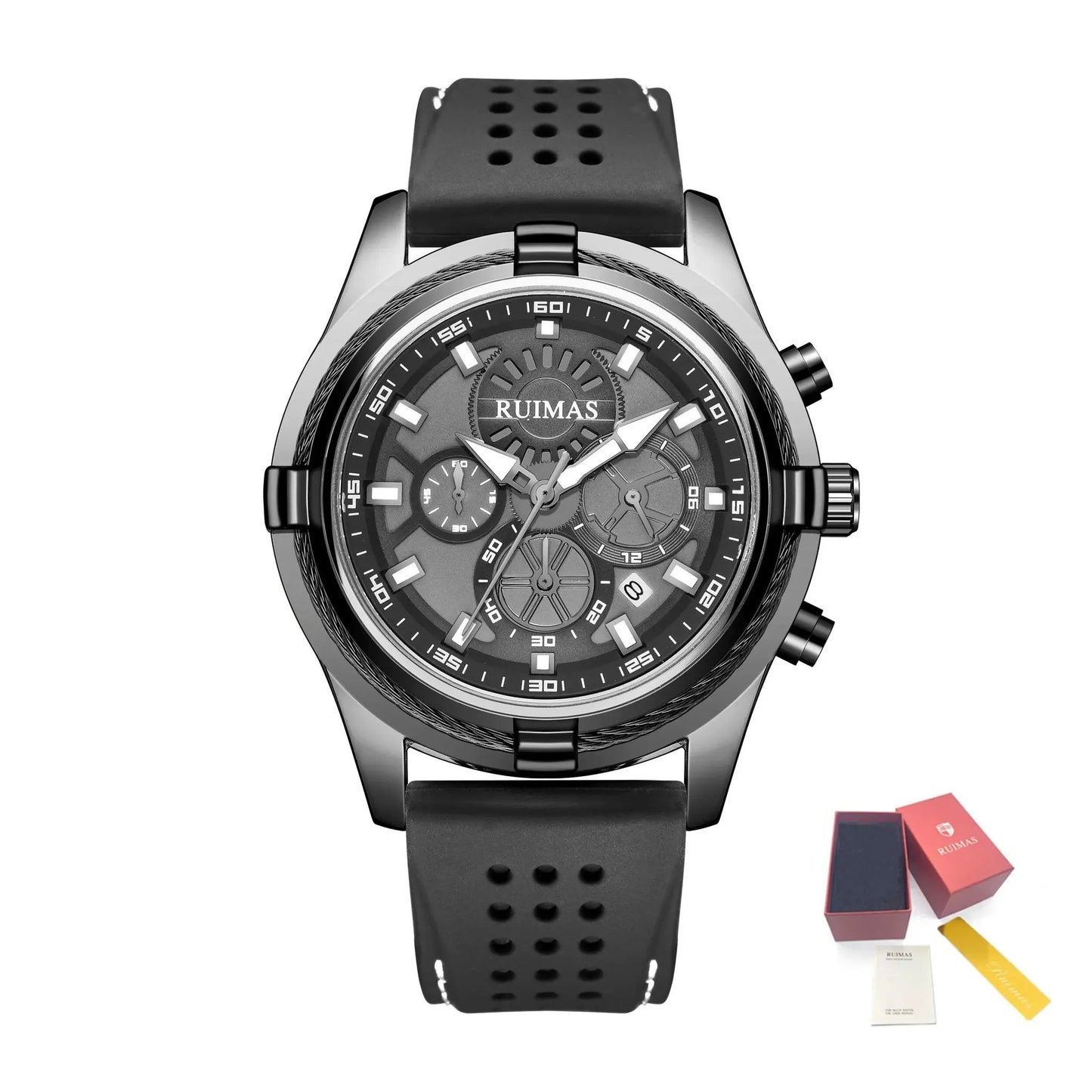 RUIMAS Top Luxury Quartz Wristwatches Men Silicone Large Dial Military Sports Watches Waterproof Luminous Date Reloj Hombre 311 by MEGIR WATCH GROUP