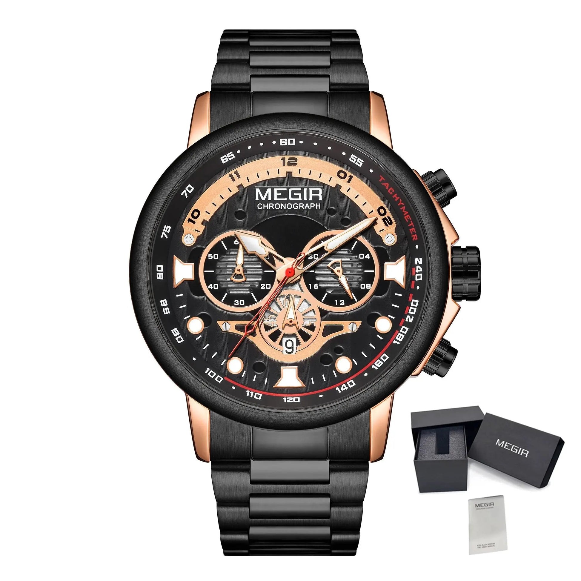 MEGIR Luxury Men Watches Stainless Steel Quartz Wristwatches Fashion Men Business Watch Clock Male Chronograph Relogio Masculino 2223 by MEGIR WATCH GROUP