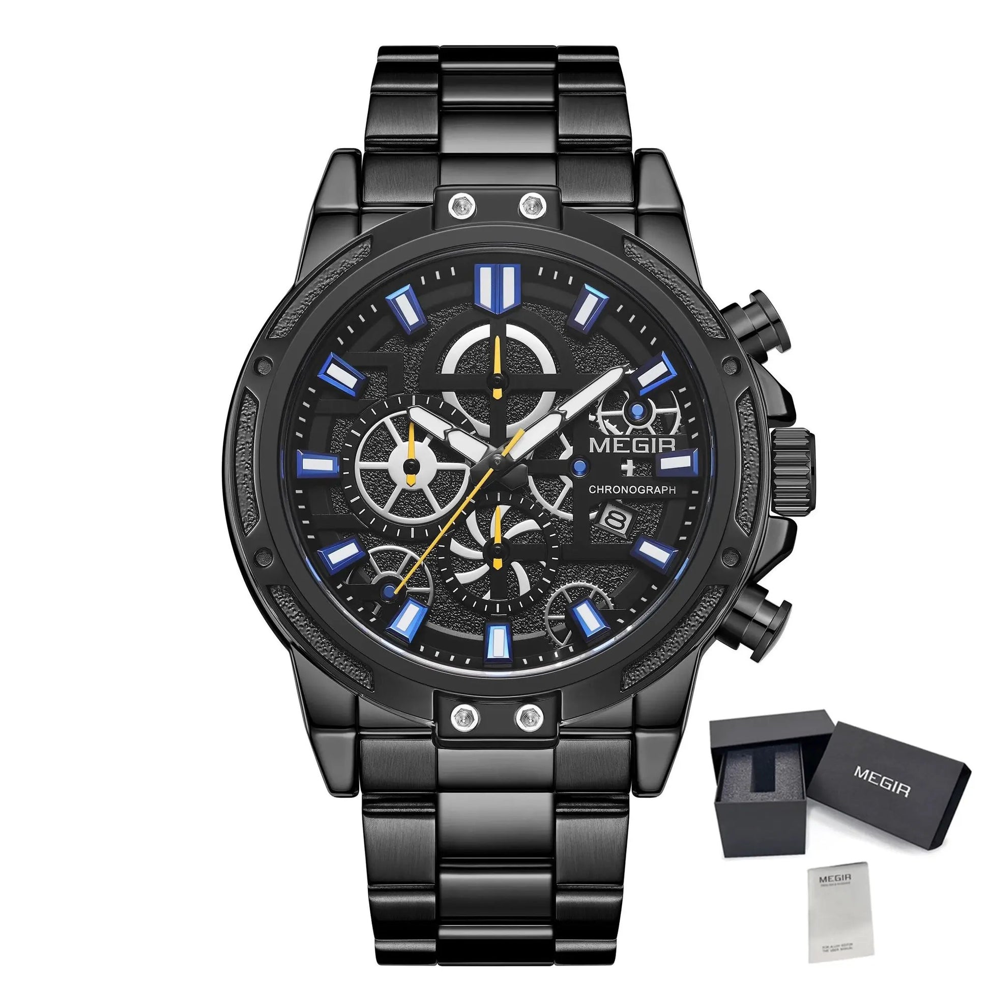 MEGIR Luxury Business Watches for Man Stainless Steel Strap Quartz Casual Wristwatch Waterproof Calendar Men Chronograph 2108 by MEGIR WATCH GROUP