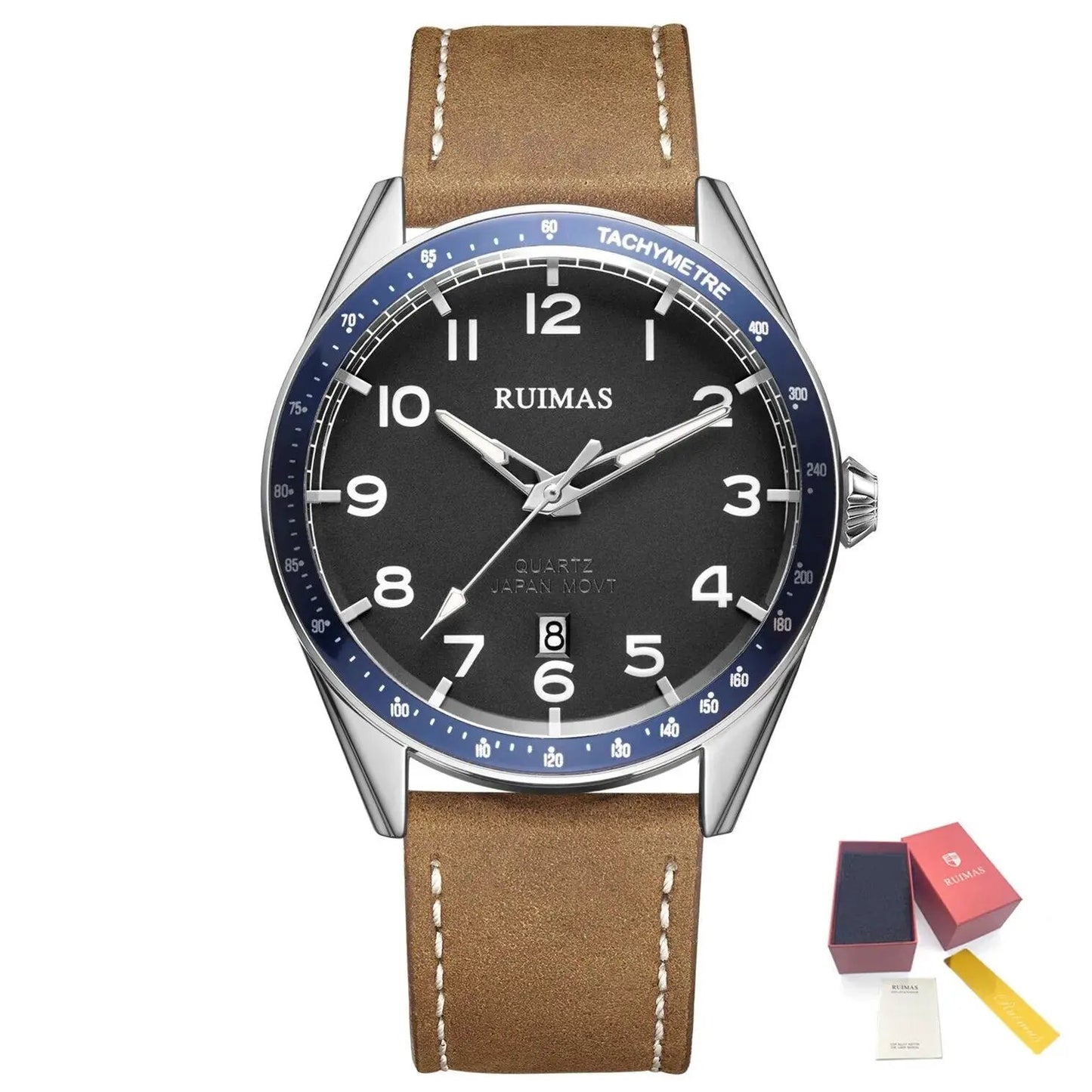 RUIMAS Men Quartz Watches Luxury Leather Sports Quartz Wristwatches Waterproof Luminous Casual Clock Auto Date Relogio Masculino 573 by MEGIR WATCH GROUP