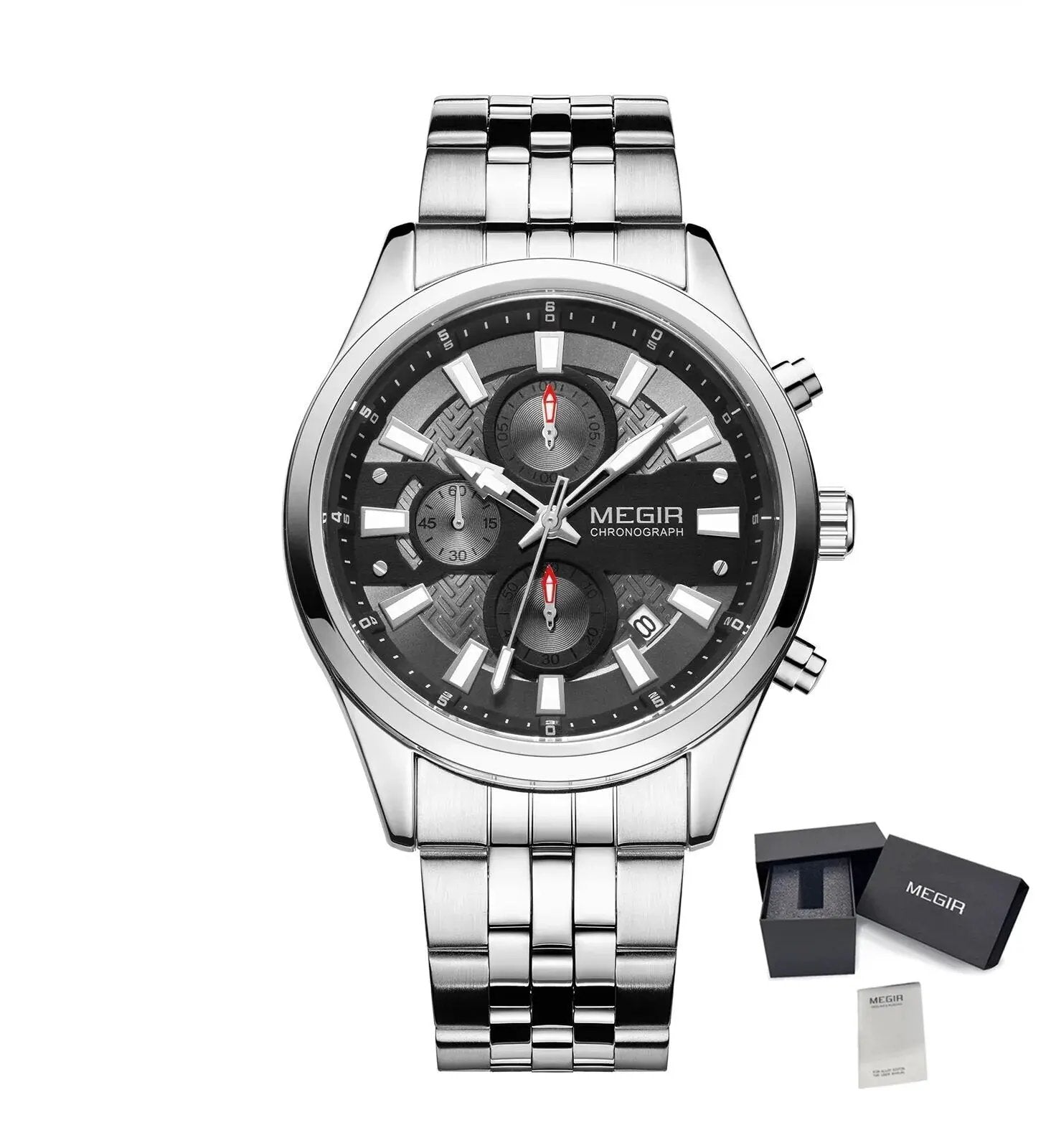 MEGIR Fashion Men Watches Luxury Business Wristwatch Stainless Steel Quartz Watch Calendar Luminous Man Clock Relogio Masculino 2154 by MEGIR WATCH GROUP
