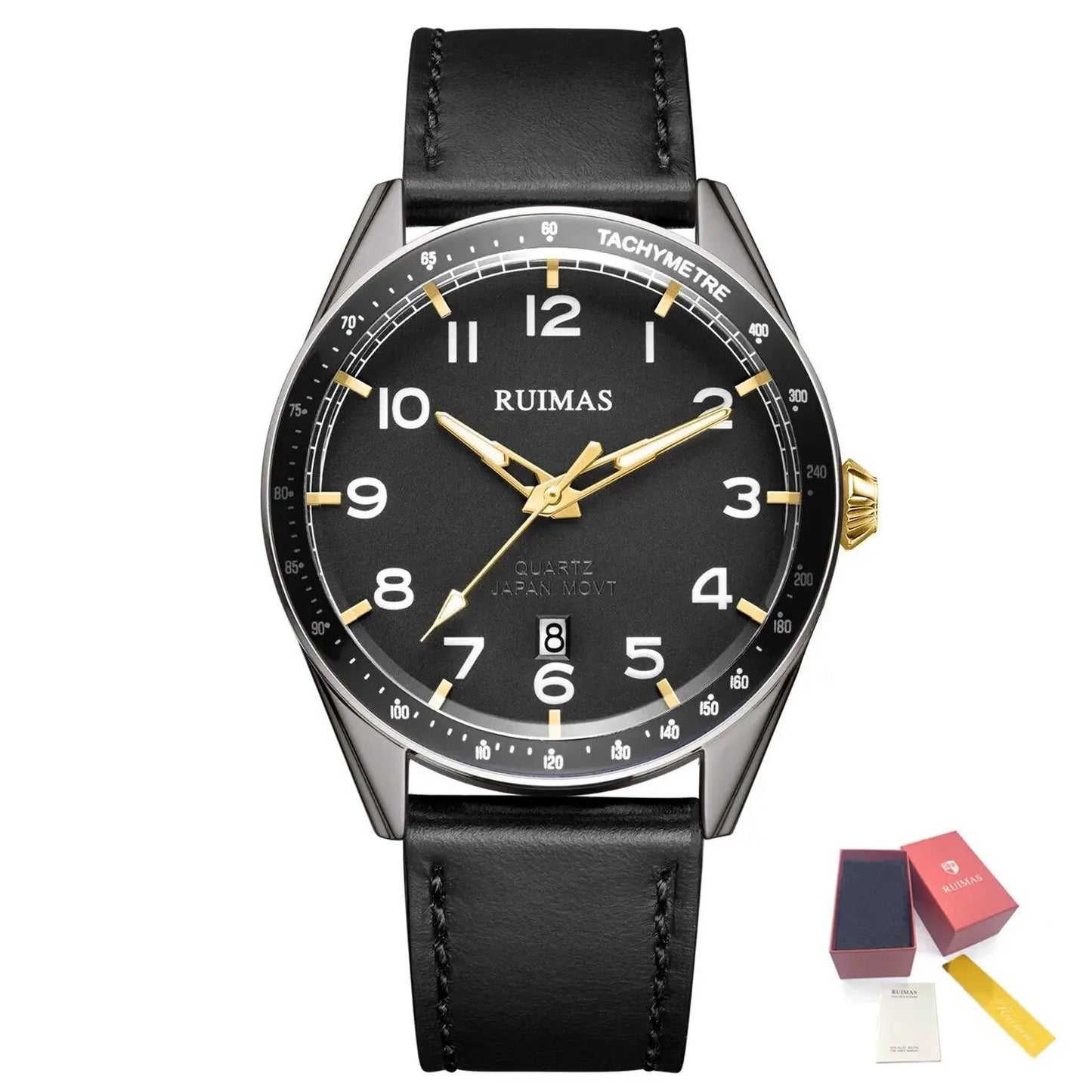 RUIMAS Men Quartz Watches Luxury Leather Sports Quartz Wristwatches Waterproof Luminous Casual Clock Auto Date Relogio Masculino 573 by MEGIR WATCH GROUP