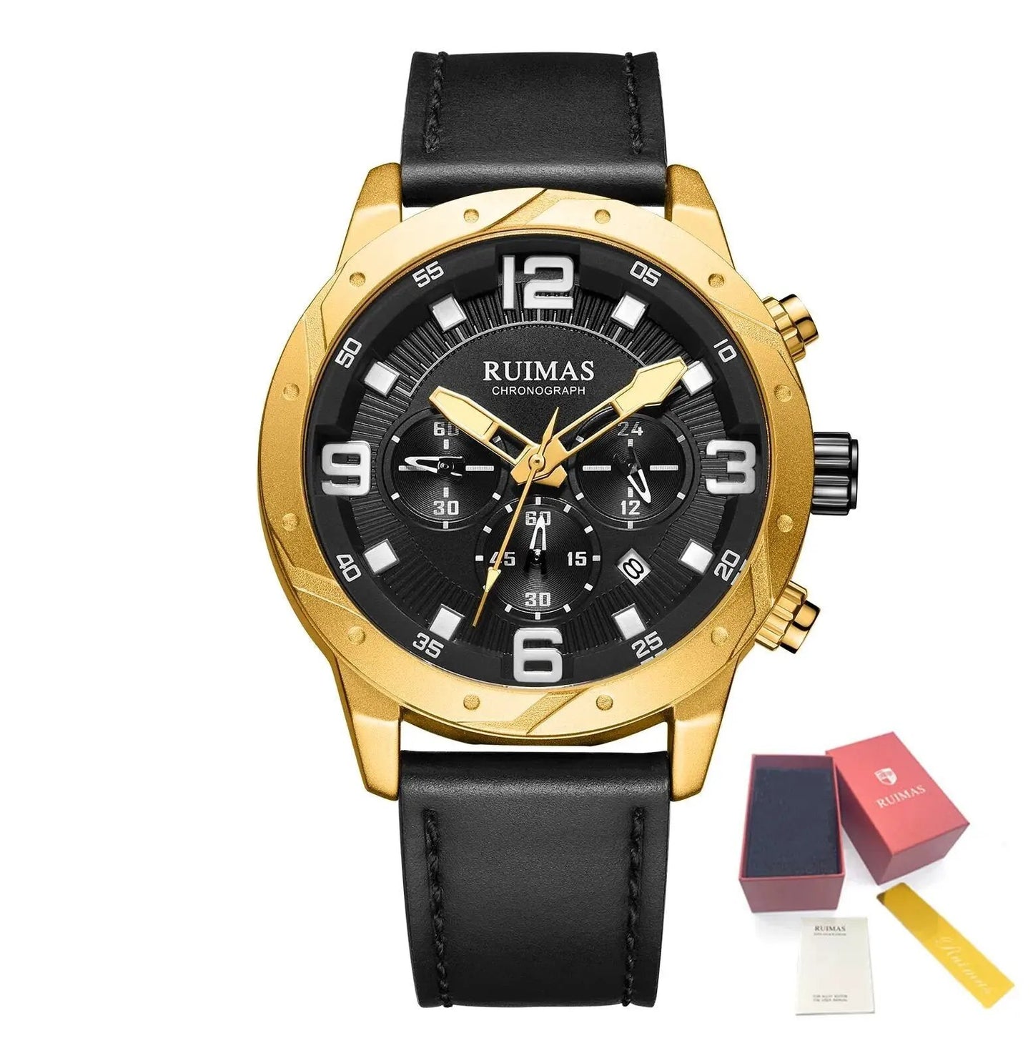 RUIMAS Relogio Masculino Fashion Men Quartz Watch Leather Sport Military Wristwatch Waterproof Clock with Auto Date 595 by MEGIR WATCH GROUP