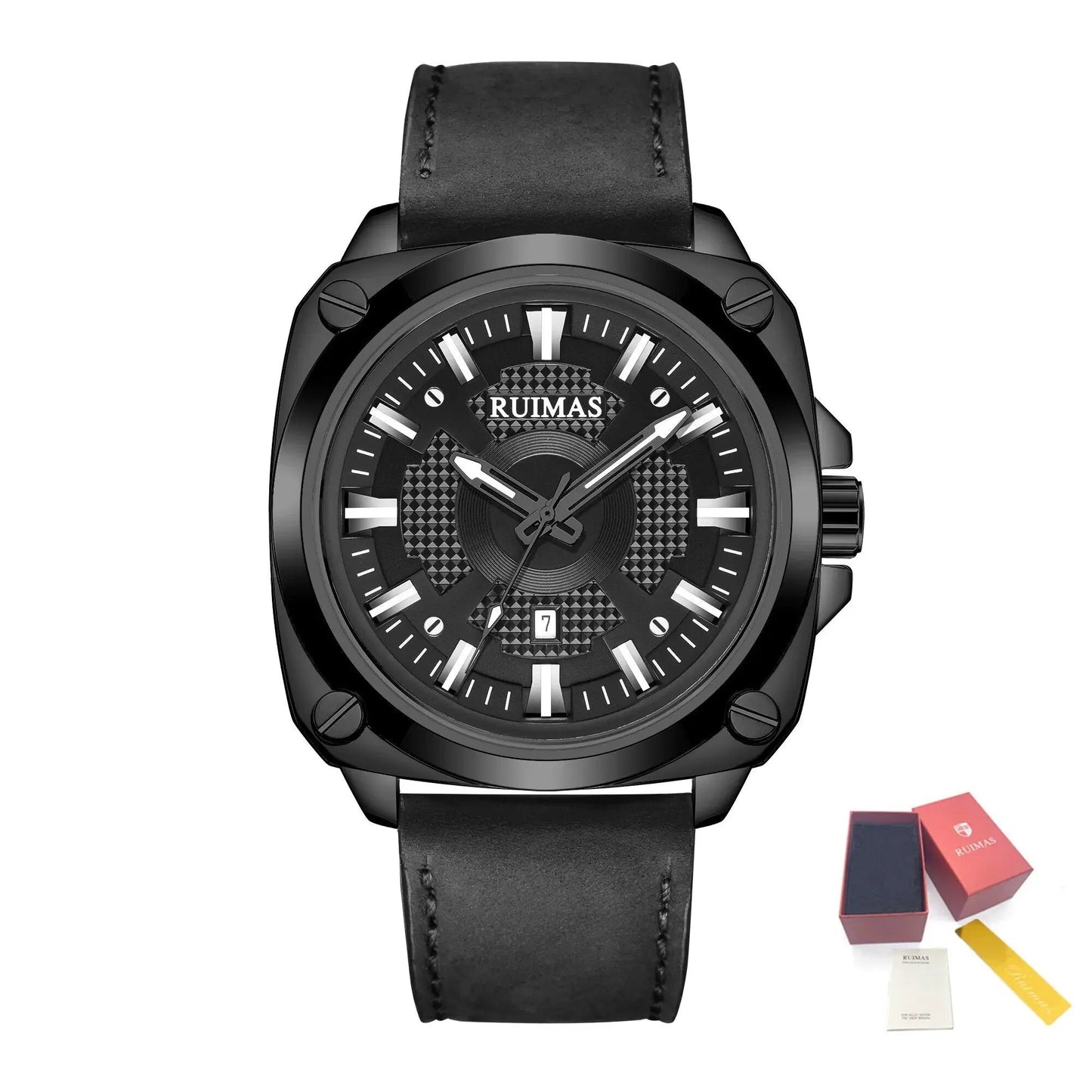 RUIMAS Top Brand Fashion Sports Quartz Wrist Watches for Men Waterproof Luminous Leather Band Relogio Masculino with Auto Date 303 by MEGIR WATCH GROUP