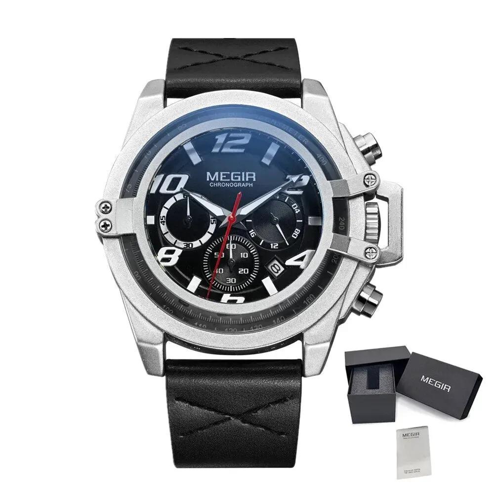 MEGIR Fashion Men Watches Leather Strap Sport Watch Chronograph Waterproof Quartz Wristwatch Clock Relogio Masculino 2052 by MEGIR WATCH GROUP