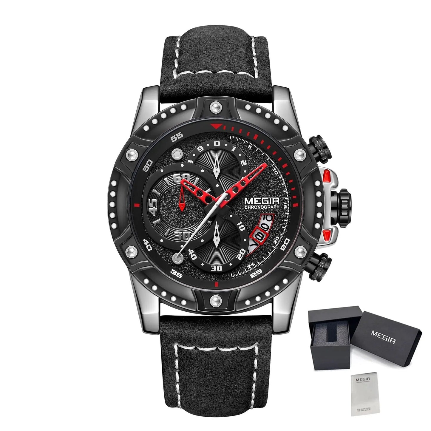 MEGIR Men Watches Luxury Brand Quartz Wristwatch Waterproof Leather Military Sport Watch Casual Clock Chronograph Reloj Hombre 2130 by MEGIR WATCH GROUP