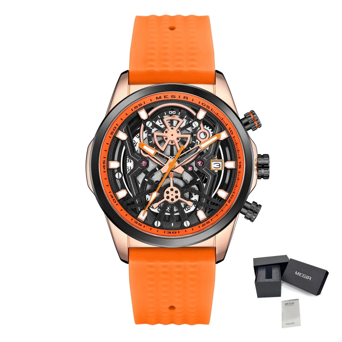 MEGIR Men's Watch Chronograph Fashion Quartz Wristwatch Waterproof Luminous Sports Military Watches Clock with Auto Date 2235 by MEGIR WATCH GROUP