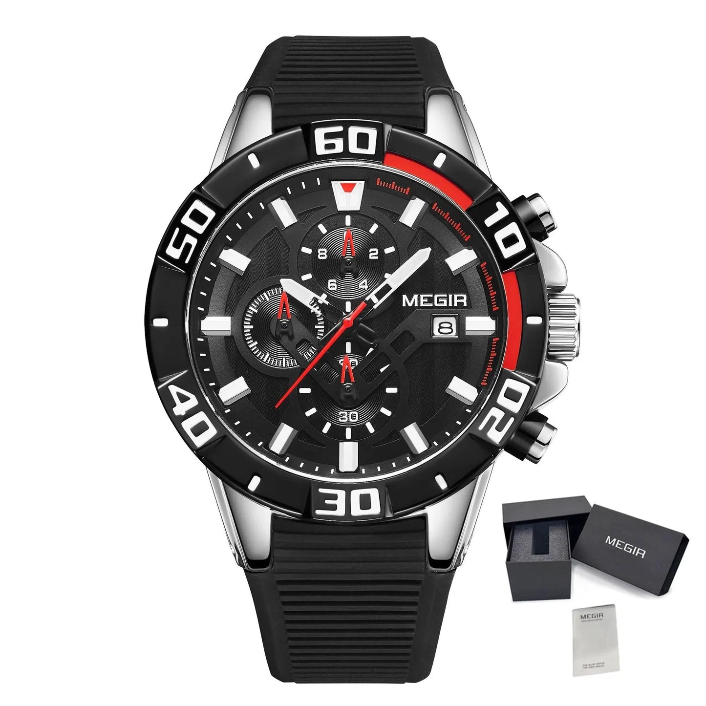 MEGIR Men Wristwatch Top Brand Luxury Silicone Strap Sport Watches Waterproof Luminous Quartz Clock Chronograph Reloj Hombre 2121 by MEGIR WATCH GROUP