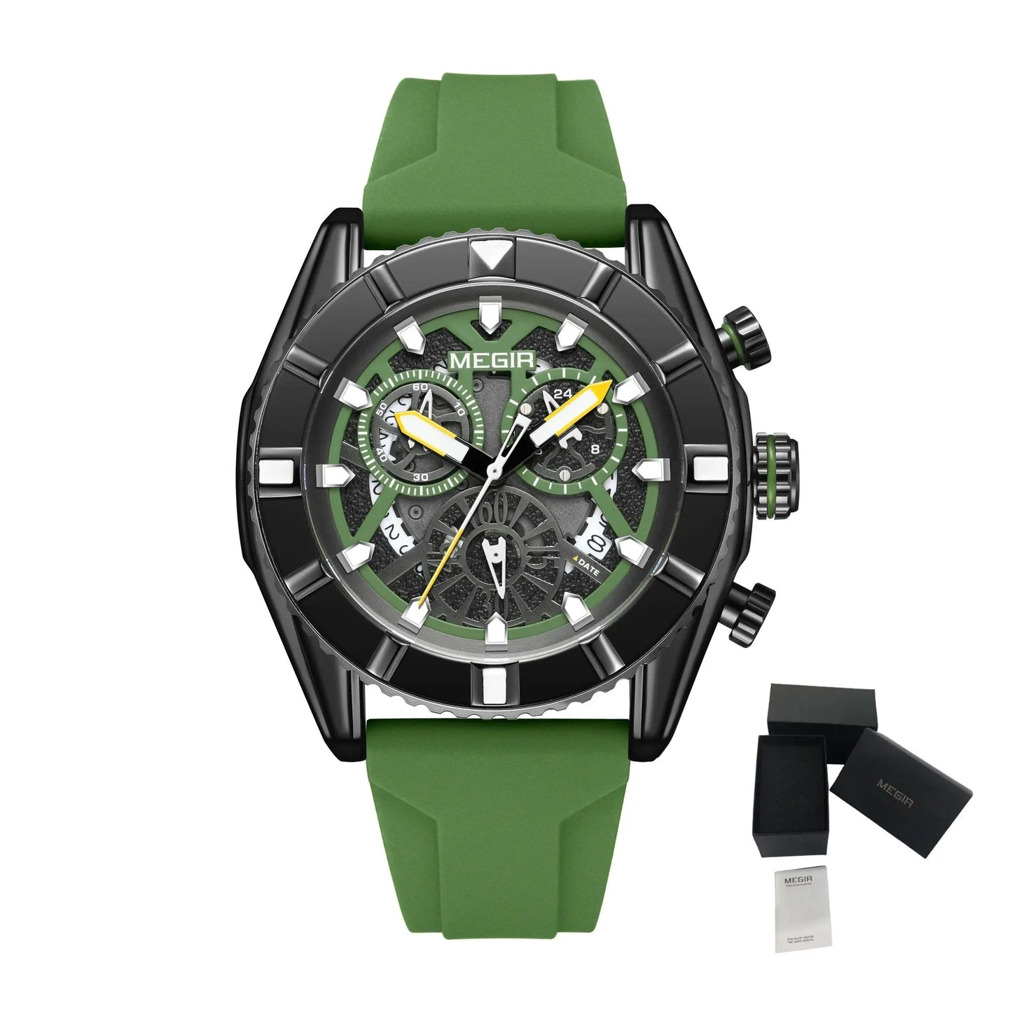 MEGIR Fashion Military Sports Watches for Men Silicone Waterproof Quartz Wristwatches with Chronograph Clock Date 24-hour 2209 by MEGIR WATCH GROUP