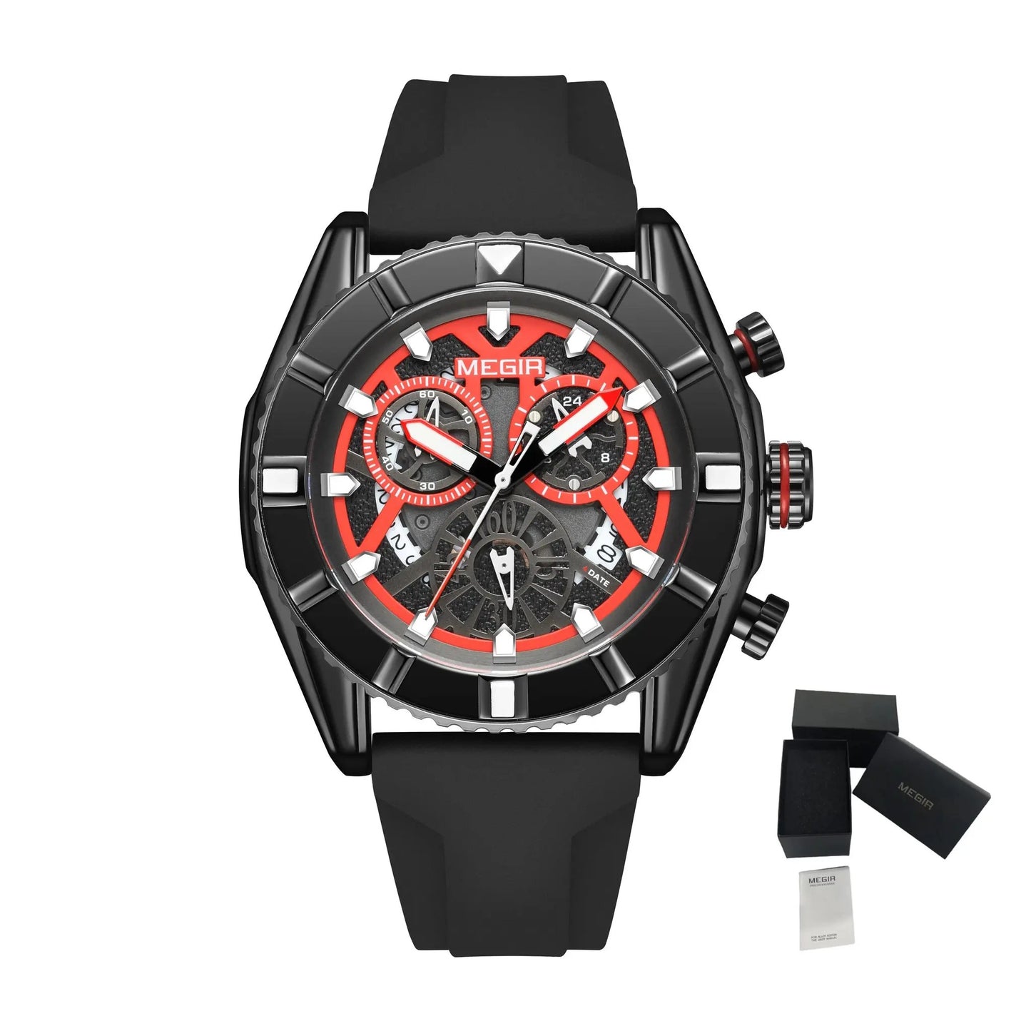 MEGIR Fashion Military Sports Watches for Men Silicone Waterproof Quartz Wristwatches with Chronograph Clock Date 24-hour 2209 by MEGIR WATCH GROUP