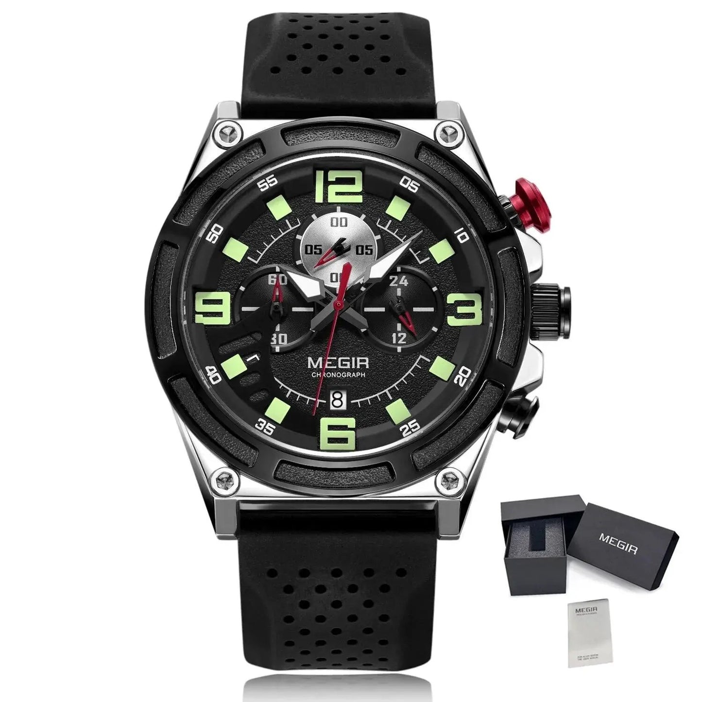 MEGIR Chronograph Luxury Military Sport Watches for Men Waterproof Calendar Silicone Man Quartz Wristwatch Reloj Hombre 2116 by MEGIR WATCH GROUP