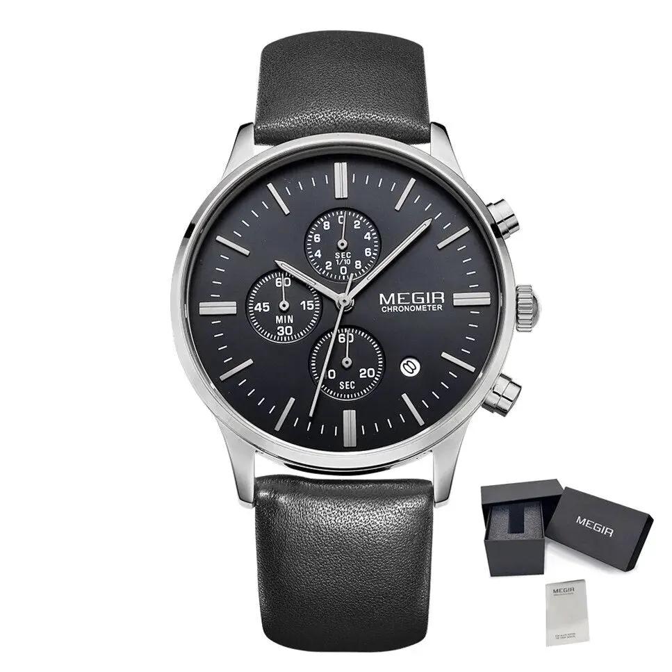 MEGIR Sport Watch for Men Luxury Waterproof Quartz Clock Leather Wristwatch Luminous Military Watches Calendar reloj hombre 2011 by MEGIR WATCH GROUP