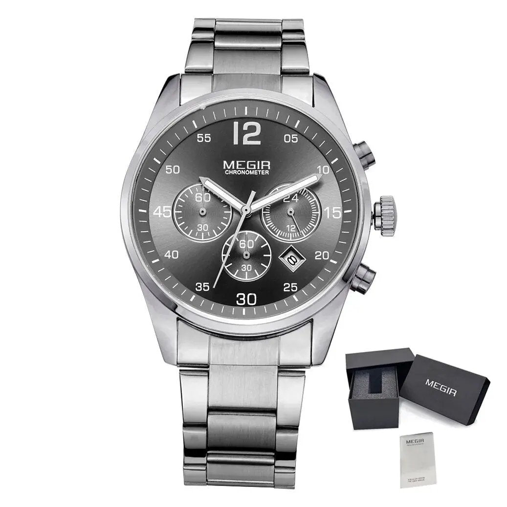 MEGIR Fashion Men Watches Stainless Steel Strap Business Wristwatch Waterproof Date Quartz Man Clock Relogio Masculino 2010 by MEGIR WATCH GROUP