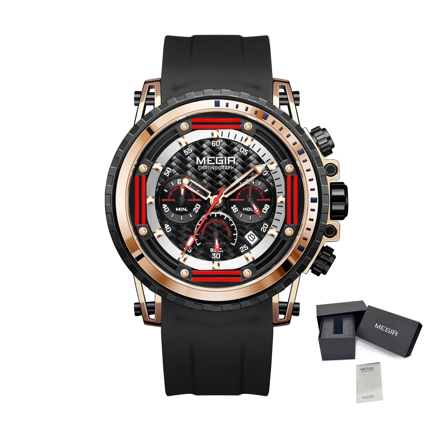 MEGIR Men's Sports Military Watches Fashion Luxury Quartz Wristwatch Silicone Strap Waterproof Chronograph Luminous Male Clock 2143 by MEGIR WATCH GROUP