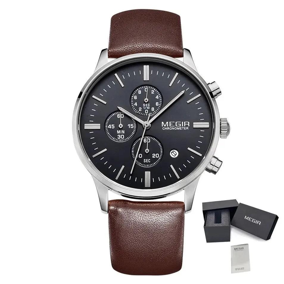 MEGIR Sport Watch for Men Luxury Waterproof Quartz Clock Leather Wristwatch Luminous Military Watches Calendar reloj hombre 2011 by MEGIR WATCH GROUP