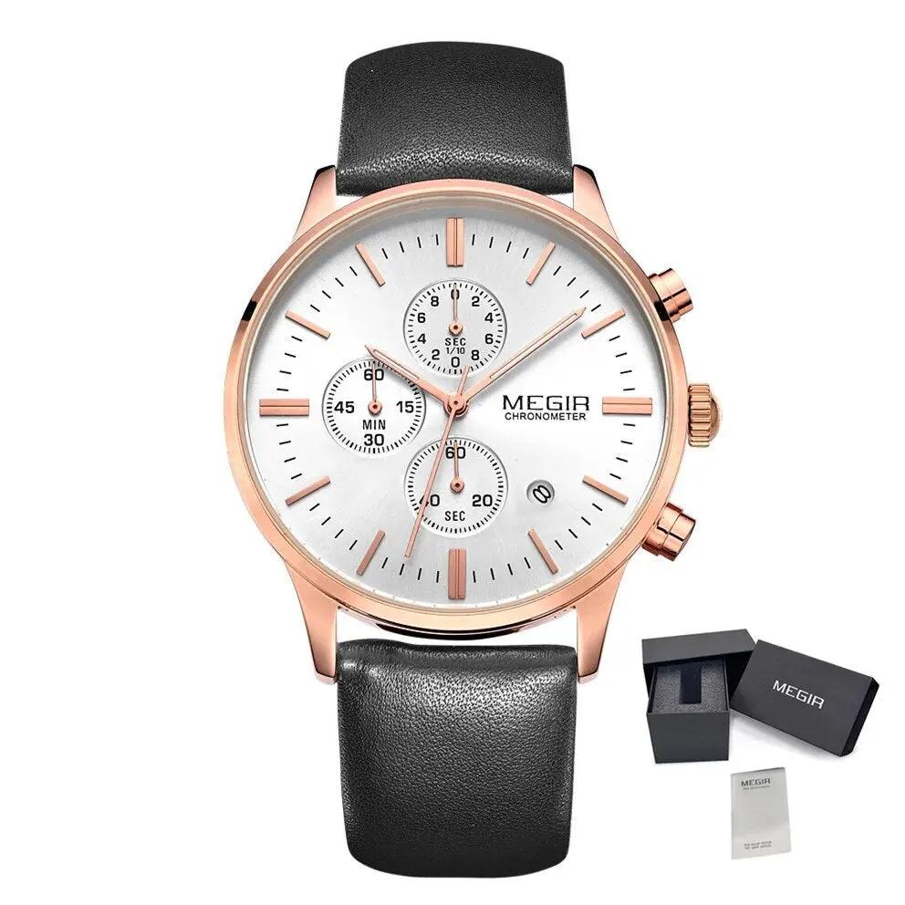 MEGIR Sport Watch for Men Luxury Waterproof Quartz Clock Leather Wristwatch Luminous Military Watches Calendar reloj hombre 2011 by MEGIR WATCH GROUP