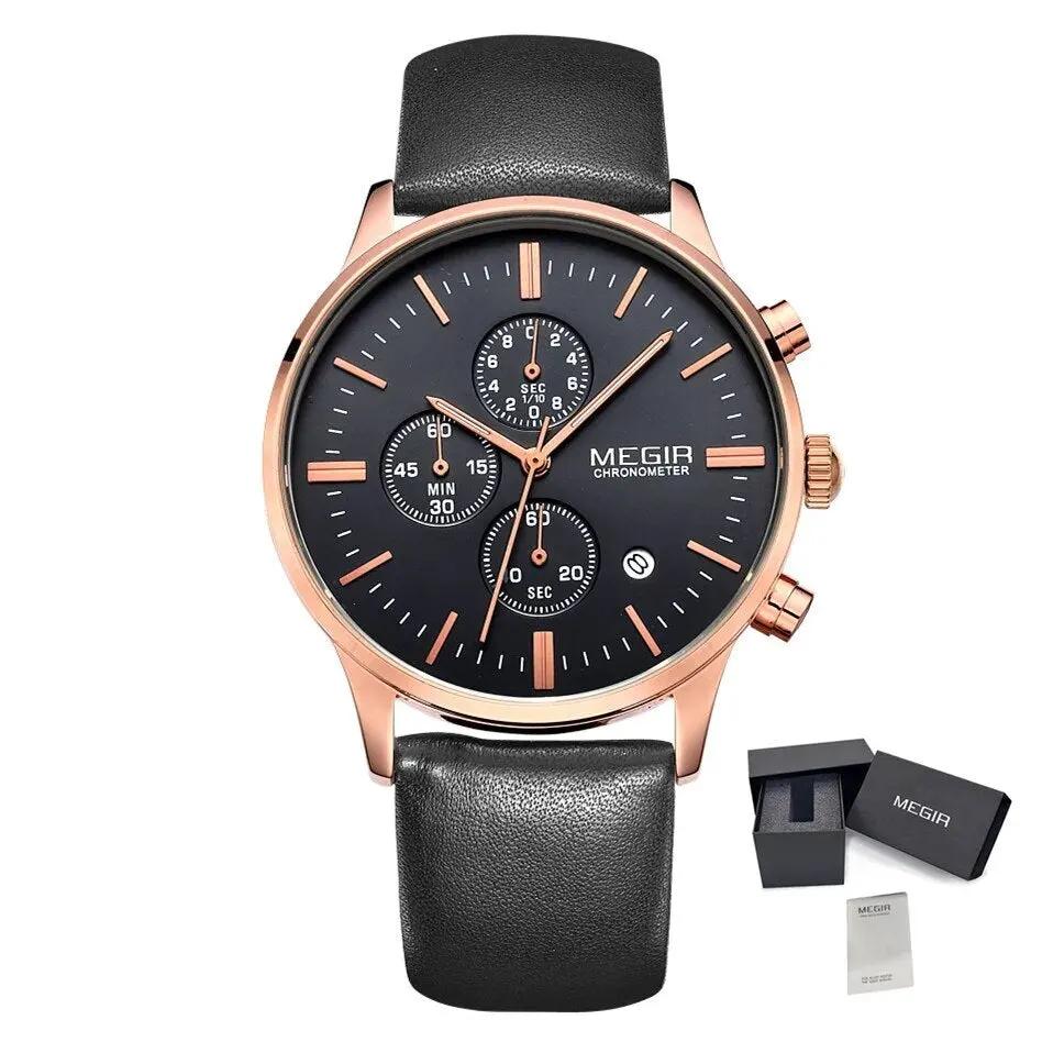 MEGIR Sport Watch for Men Luxury Waterproof Quartz Clock Leather Wristwatch Luminous Military Watches Calendar reloj hombre 2011 by MEGIR WATCH GROUP