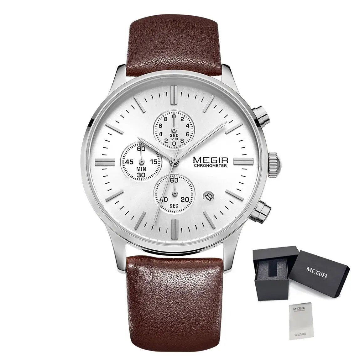 MEGIR Sport Watch for Men Luxury Waterproof Quartz Clock Leather Wristwatch Luminous Military Watches Calendar reloj hombre 2011 by MEGIR WATCH GROUP