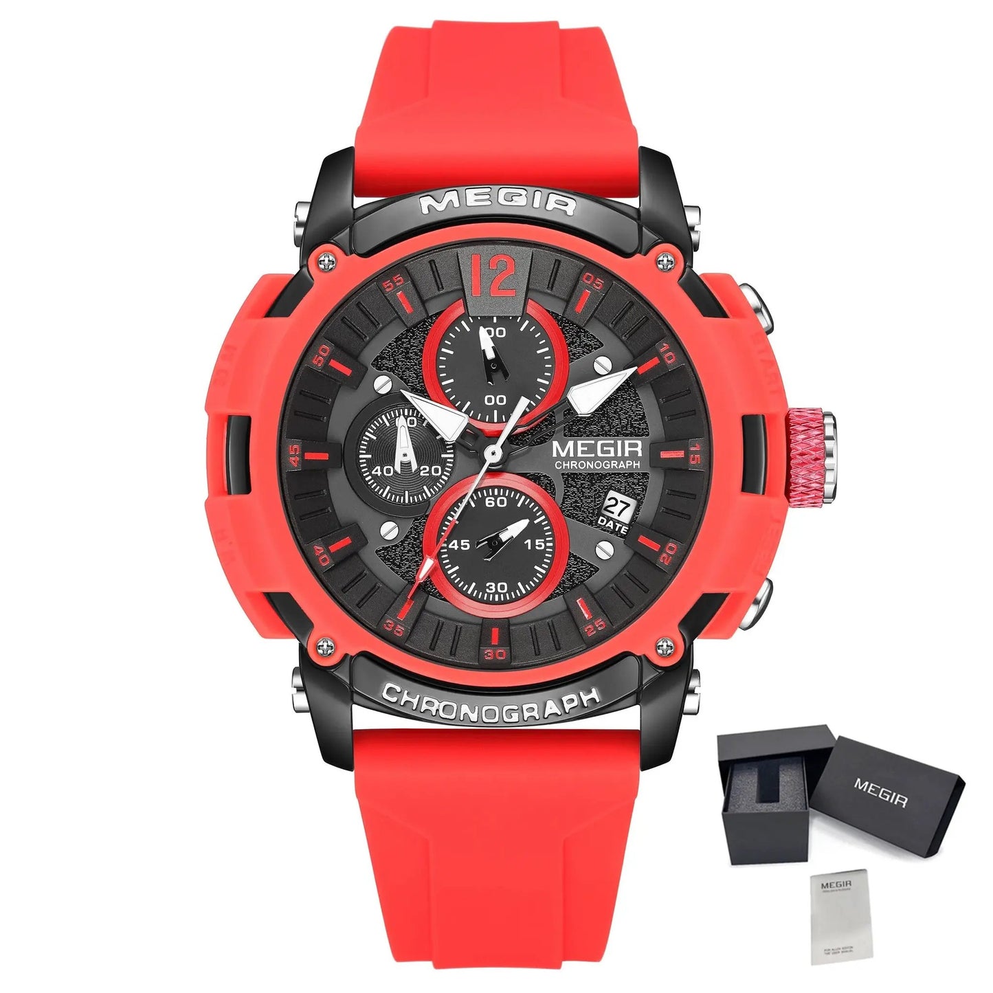 MEGIR Fashion Military Watch for Men Silicone Strap Sport Quartz Chronograph Waterproof Male Clock Wristwatch Reloj Hombre 2208 by MEGIR WATCH GROUP