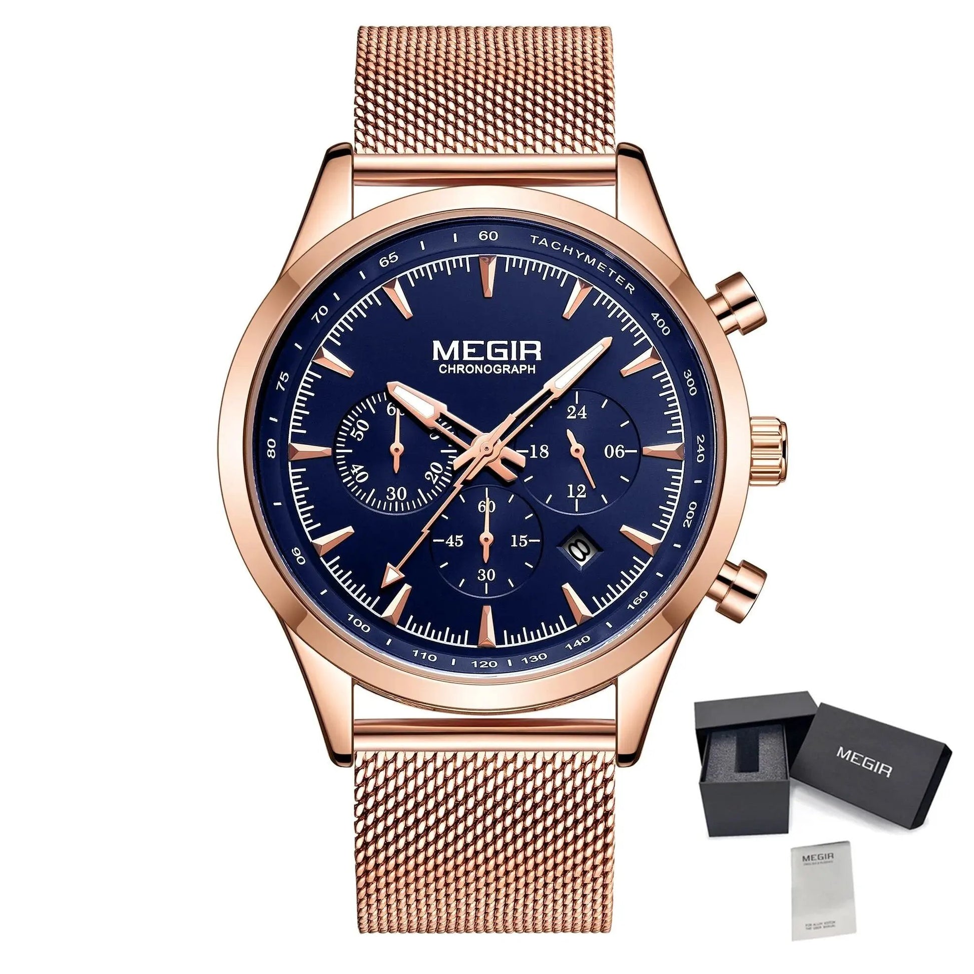 MEGIR Fashion Watch for Men Top Luxury Big Dial Business Quartz Watches Waterproof Steel Wrist Watch Clock Relogio Masculino 2153 by MEGIR WATCH GROUP